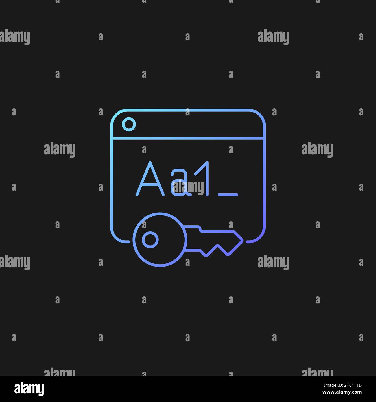 Letter and number password gradient vector icon for dark theme Stock Vector