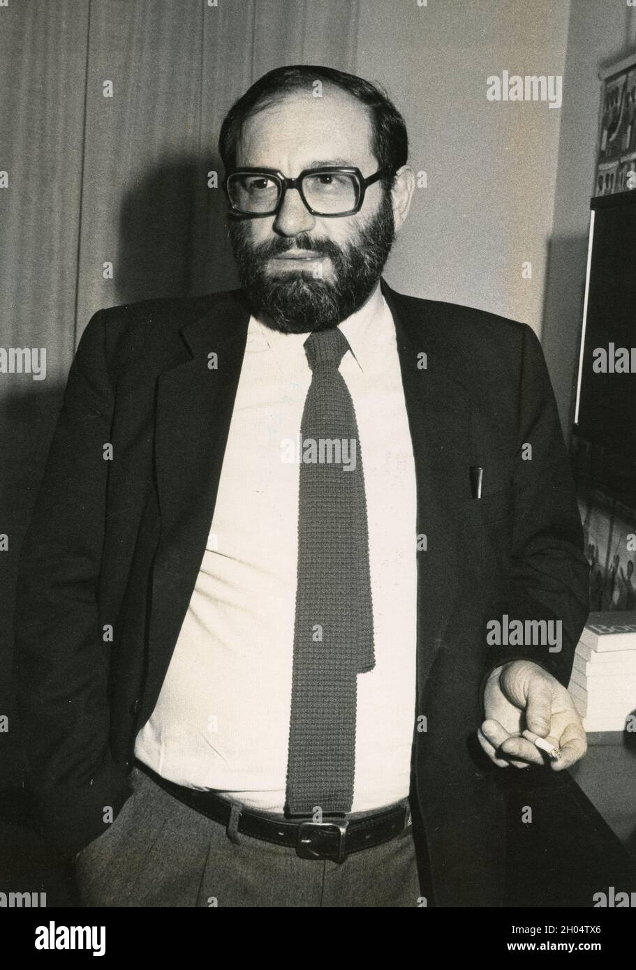 Italian philosopher, semiotician, and writer Umberto Eco, 1980s Stock Photo