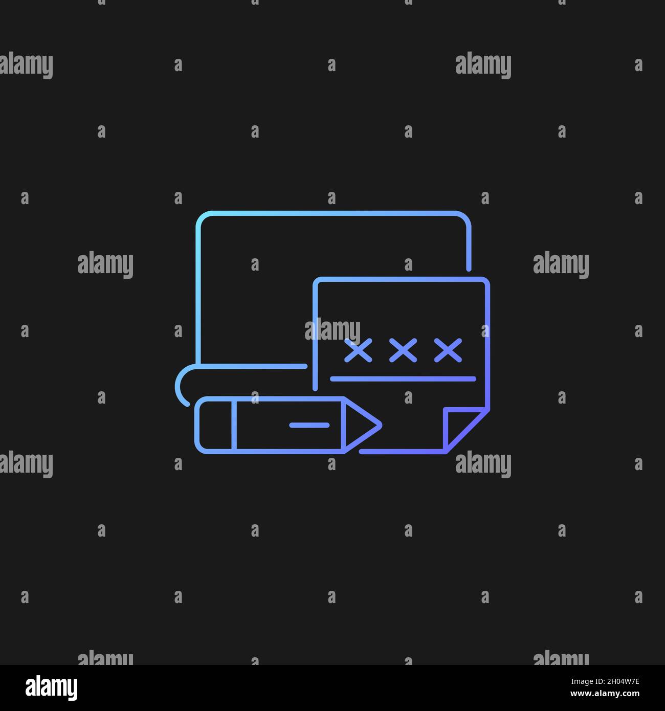 Using memo to remember password gradient vector icon for dark theme Stock Vector
