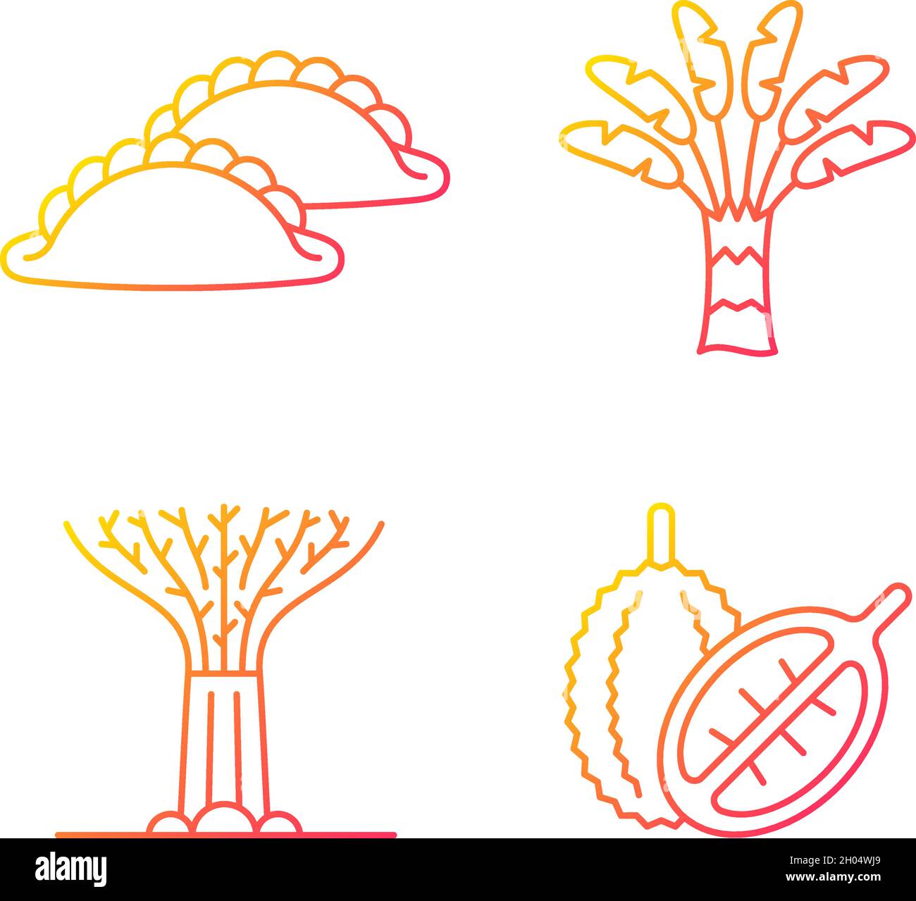 Plants in Singapore gradient linear vector icons set Stock Vector