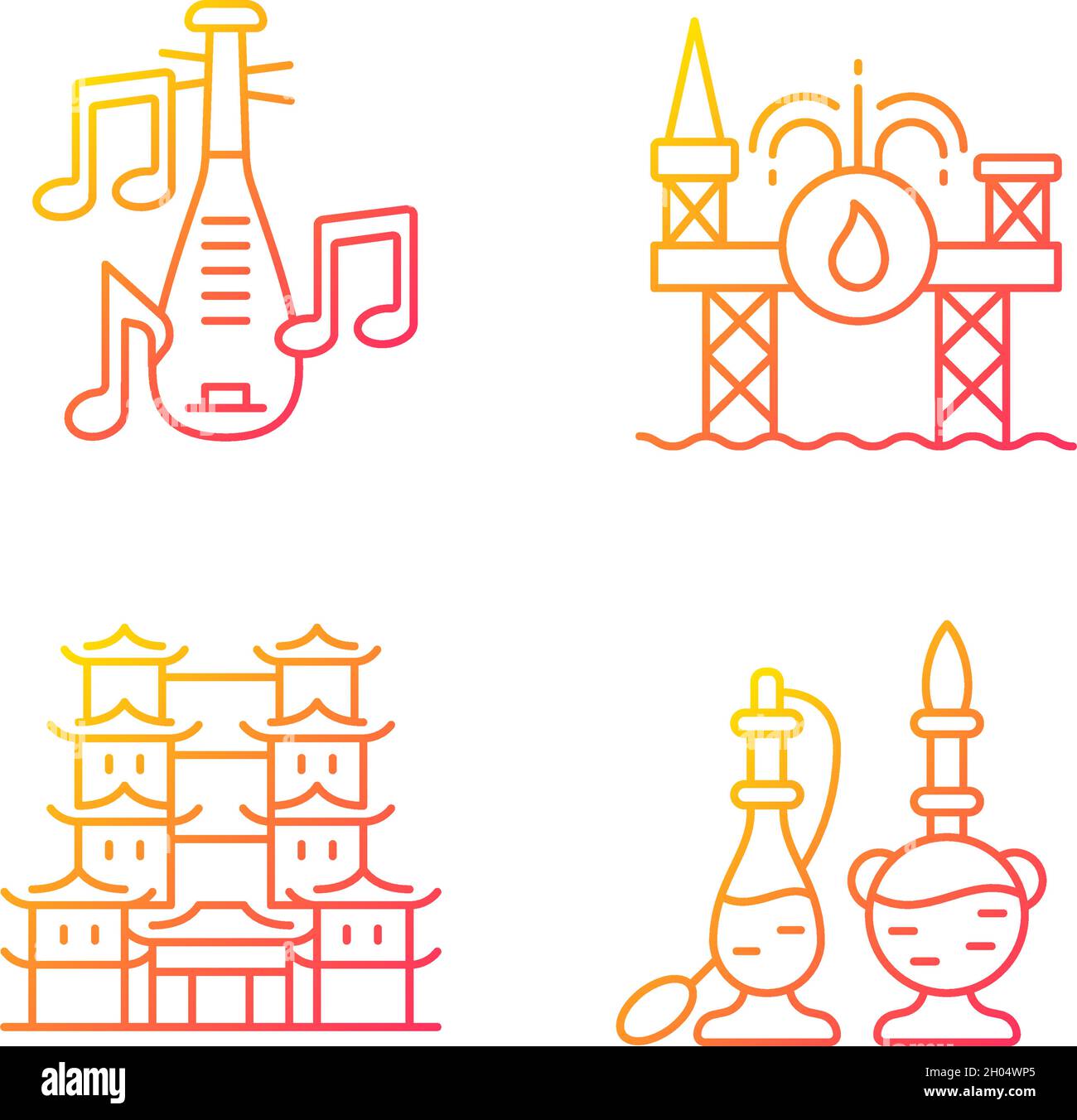 Culture of Singapore gradient linear vector icons set Stock Vector ...