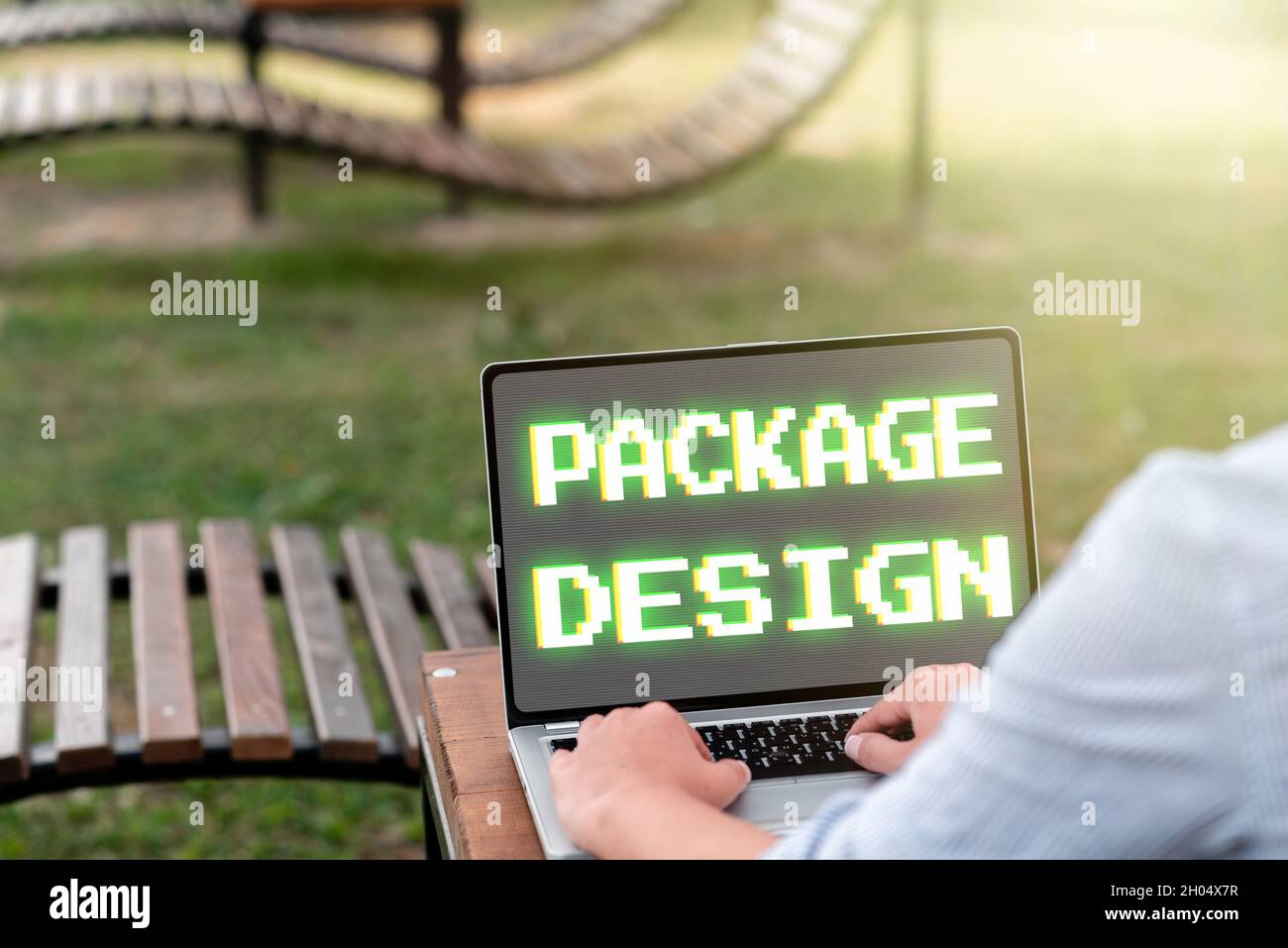 Conceptual caption Package Design. Business concept Strategy in creating  unique product wrapping or container Online Jobs And Working Remotely Stock  Photo - Alamy