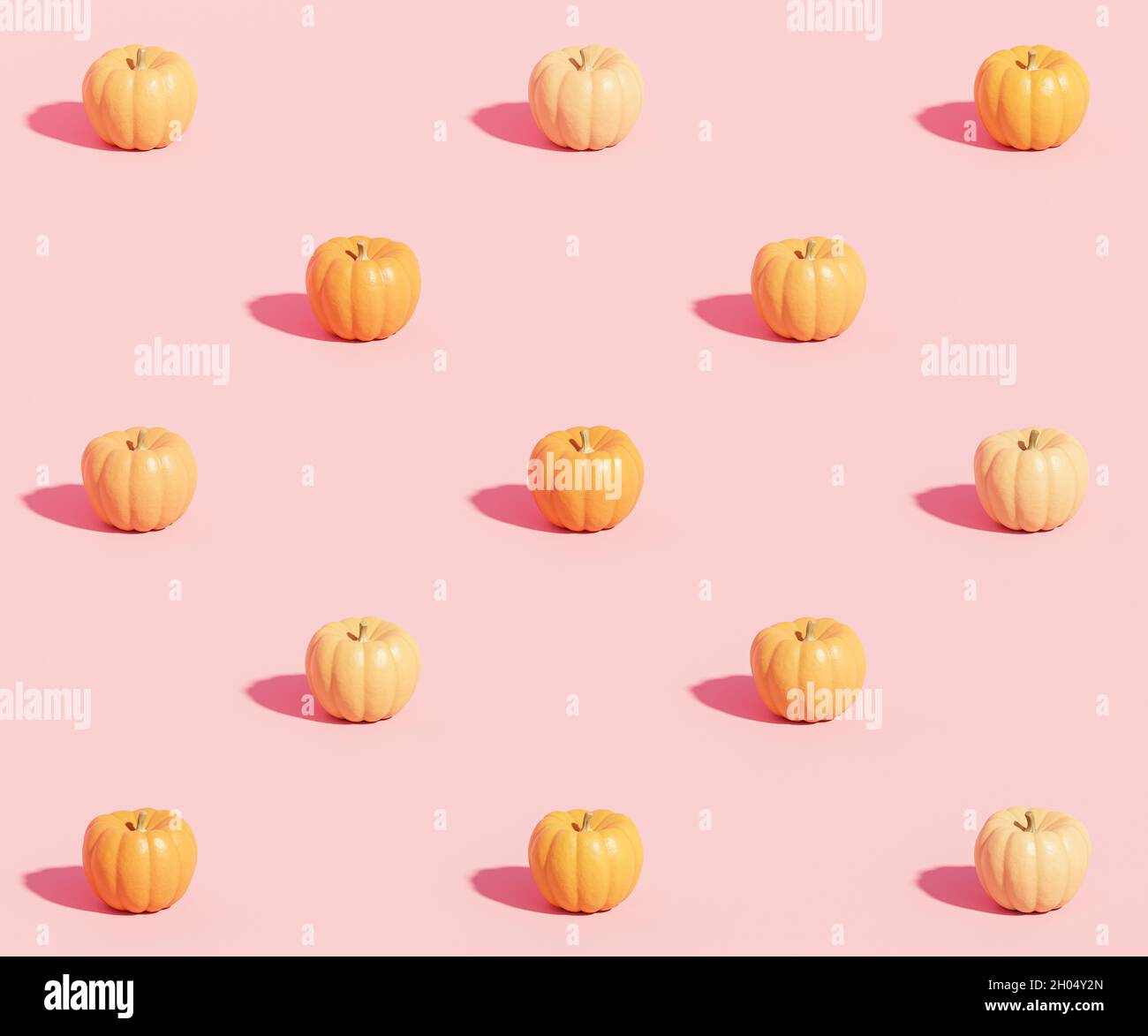 Pumpkins pattern on pink background for advertising on autumn holidays ...