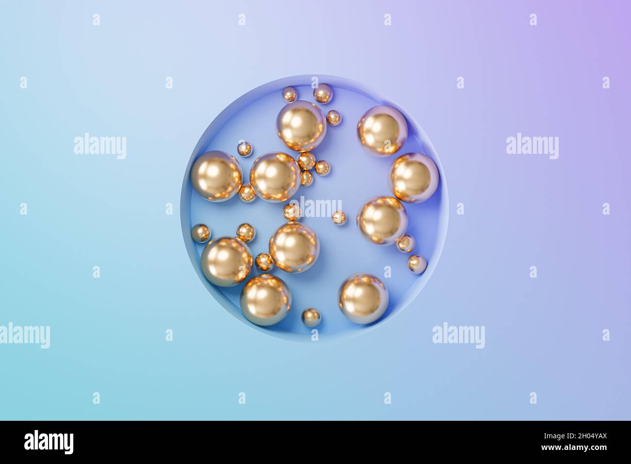 Golden spheres on gradient background, abstract minimal 3d render Stock ...