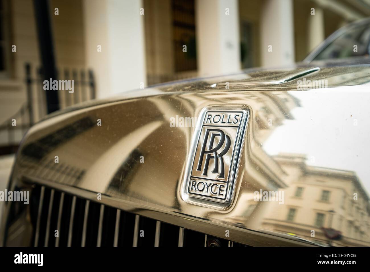 London- October 2021: Rolls Royce logo, a British luxury car manufacturer Stock Photo