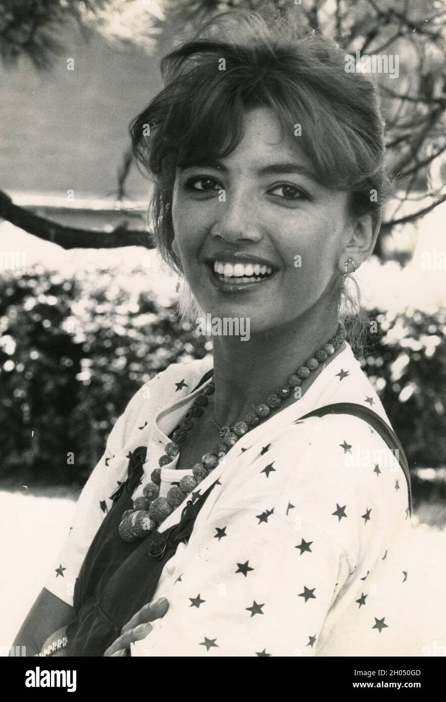 Italian television presenter, actress, and singer Milly Carlucci, 1980s Stock Photo
