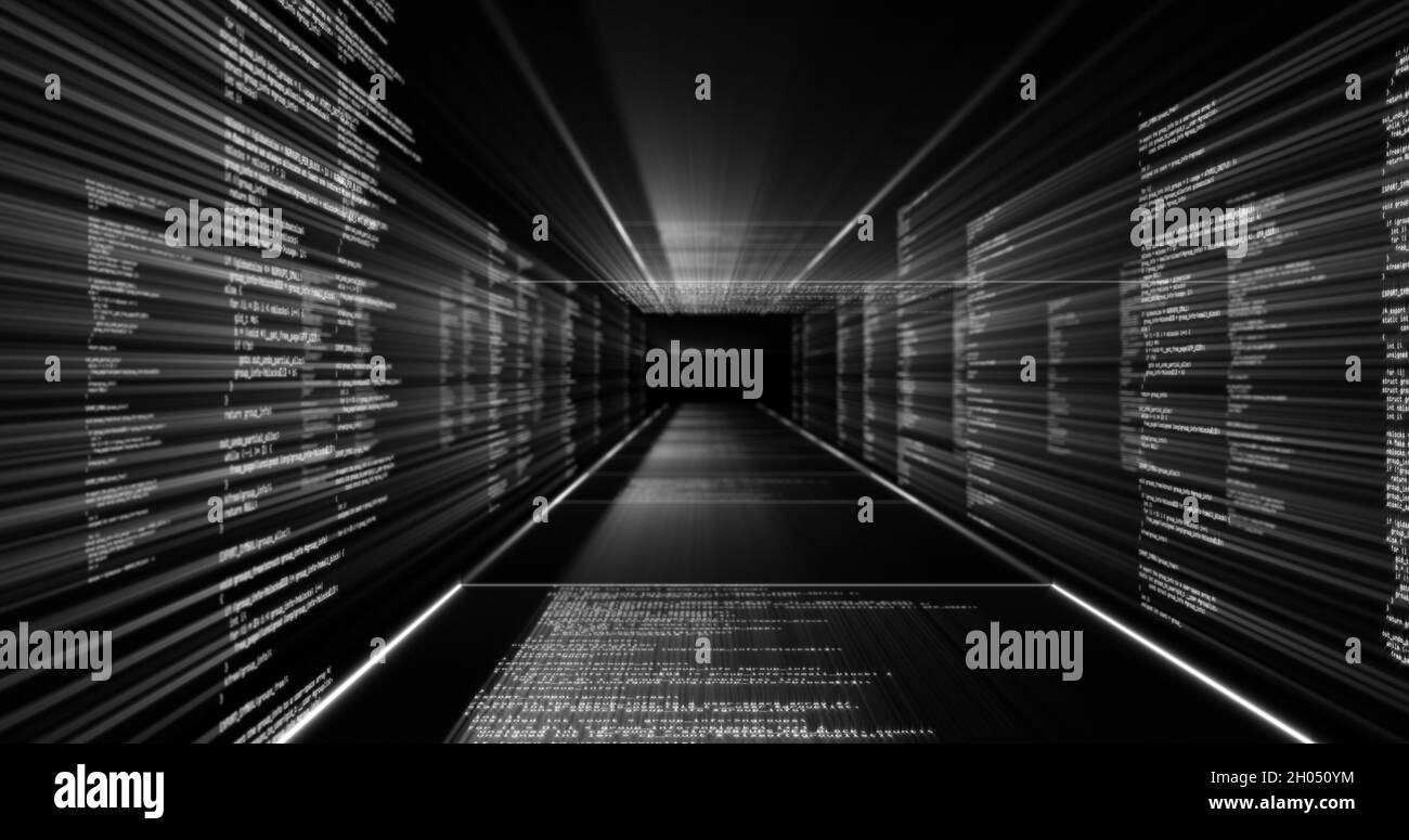 Image of digital information on black background Stock Photo - Alamy