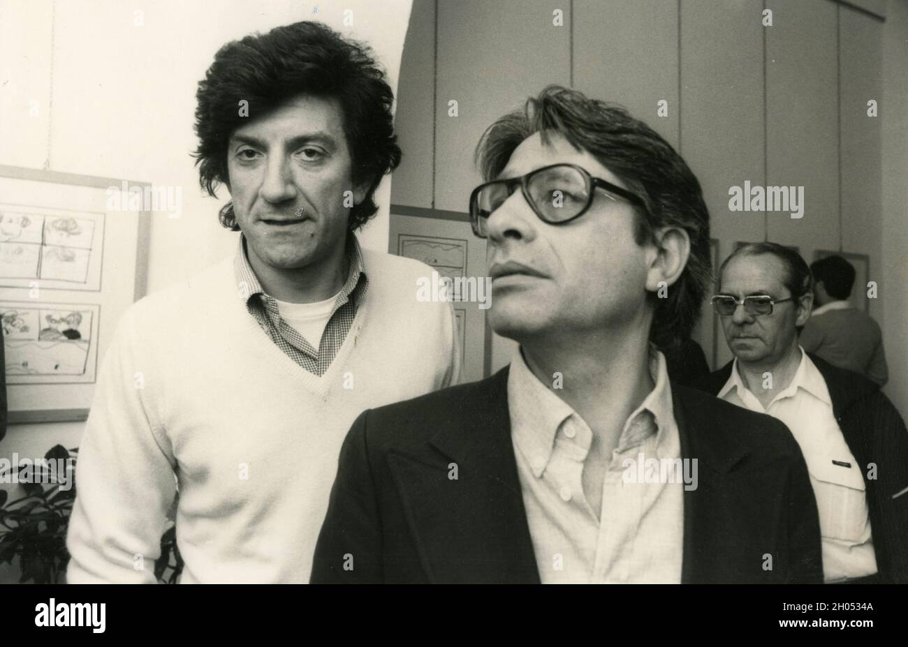 Italian screenwriter and film director Luigi Magni and actor Gigi Proietti, 1970s Stock Photo