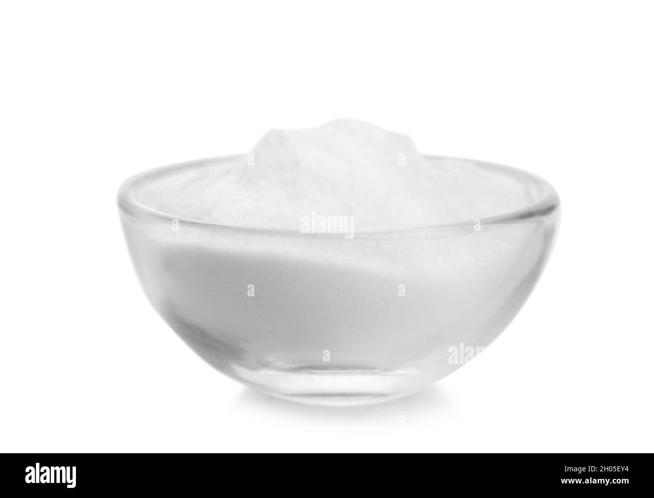 Bowl with baking soda on white background Stock Photo Alamy