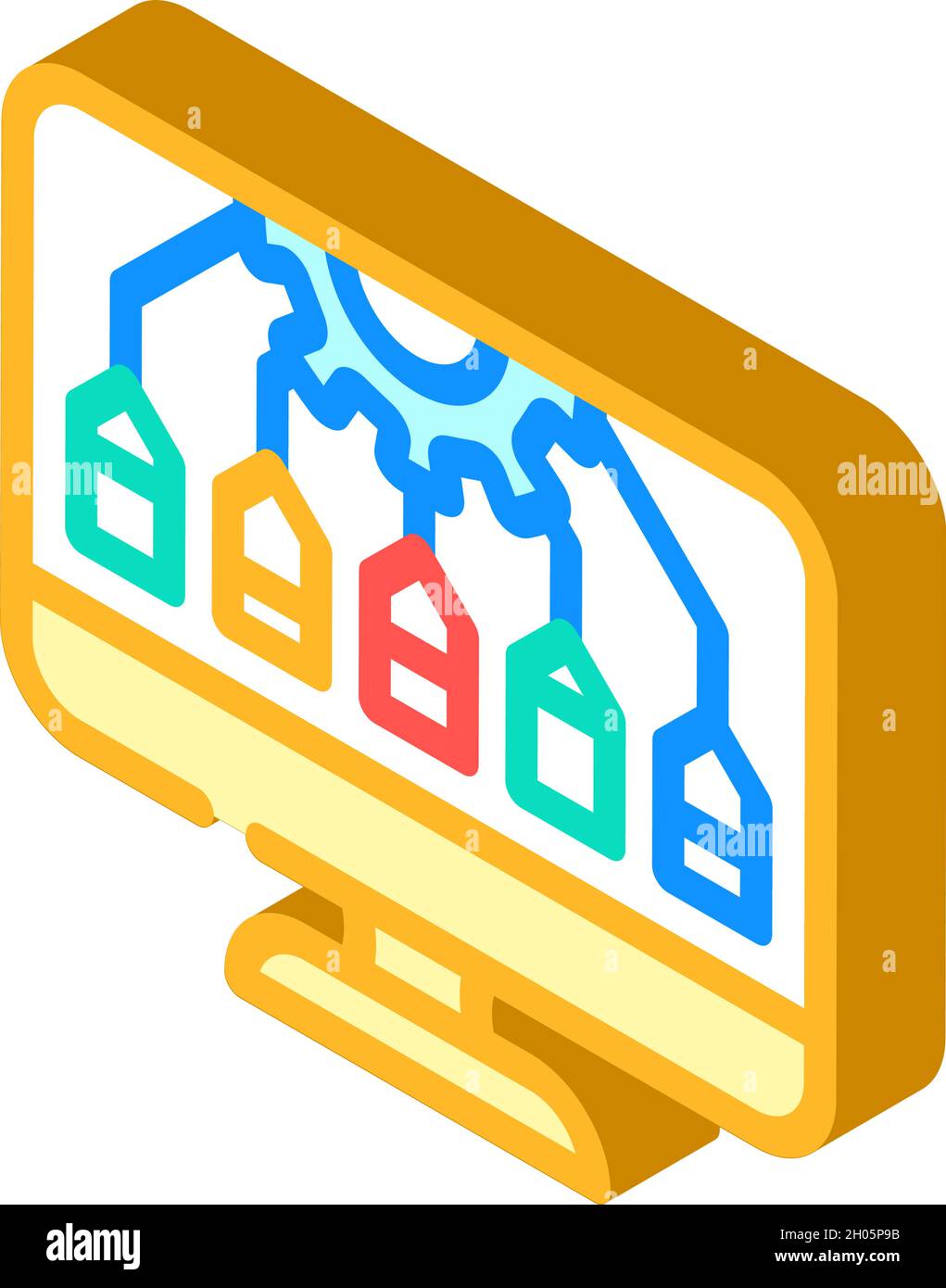 work organization isometric icon vector illustration Stock Vector Image ...