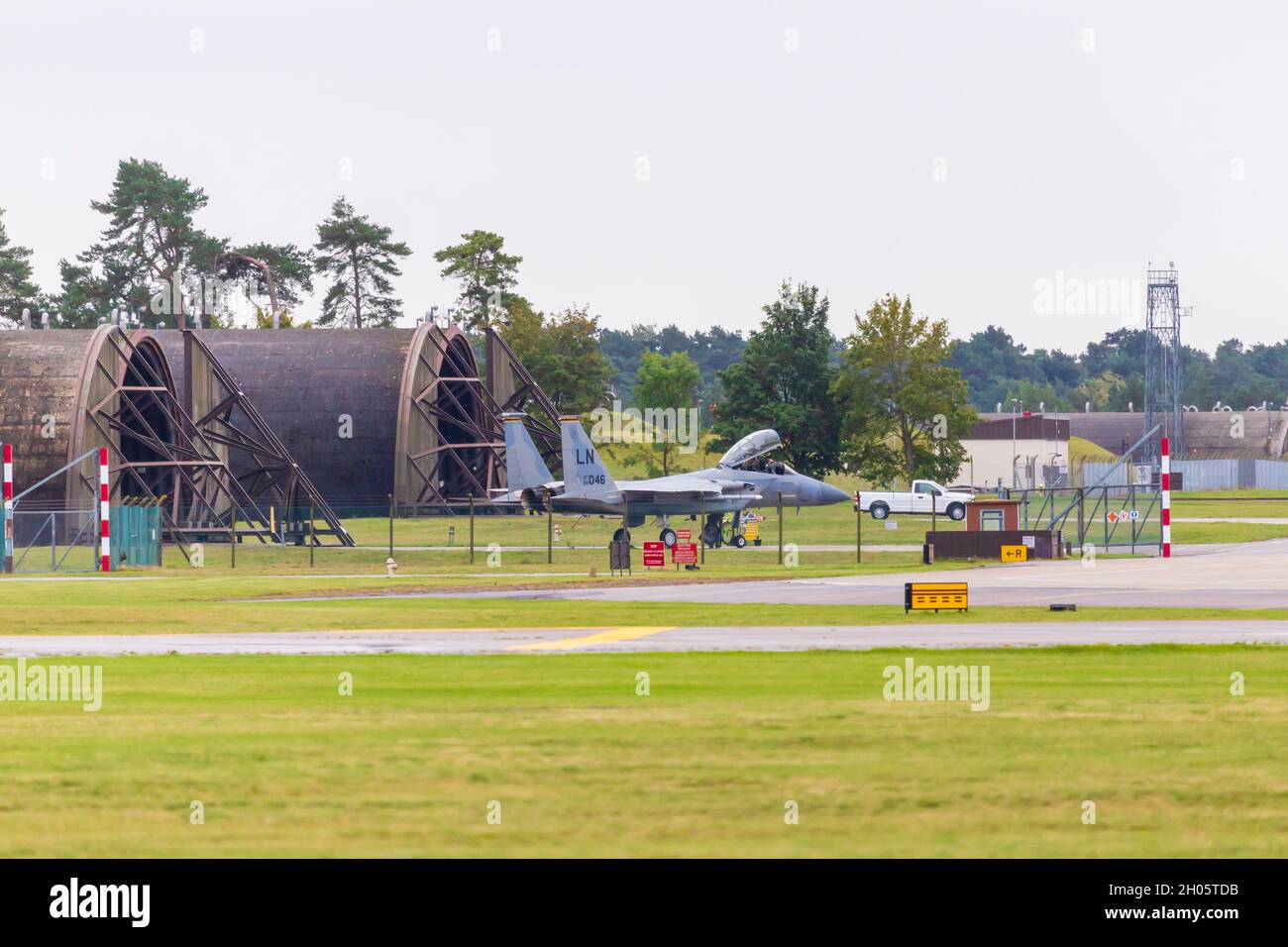 USAF F15 Strike Eagle Tactical Fighter at RAF(USAF) Lakenheath in Suffolk, England,UK Stock Photo