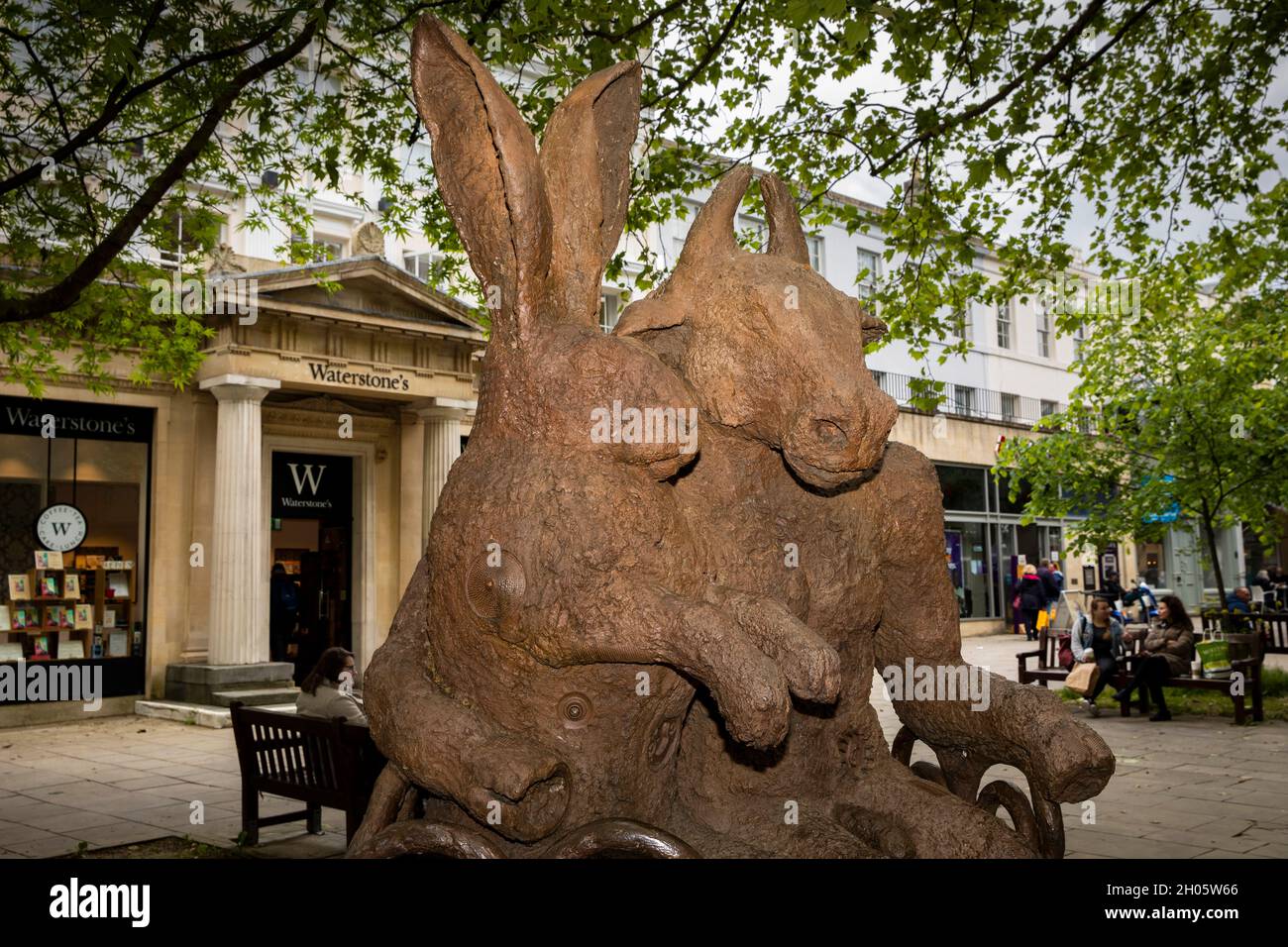 UK, Gloucestershire, Cheltenham, The Promenade, Sophie Ryder’s Hare and Minotaur sculpture Stock Photo