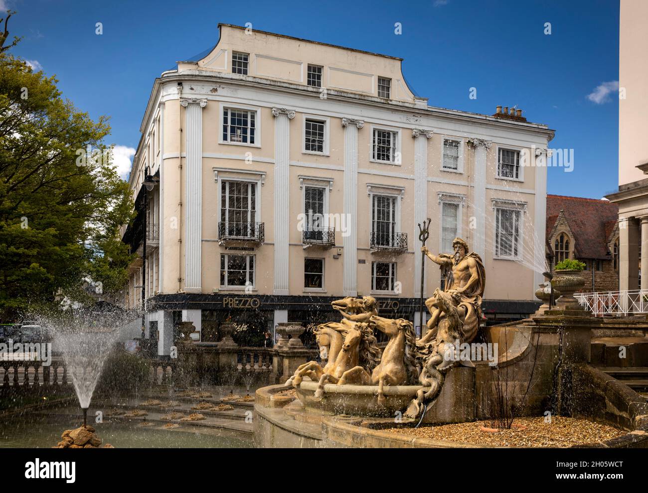 UK, Gloucestershire, Cheltenham, The Promenade, Neptune’s Fountain Stock Photo
