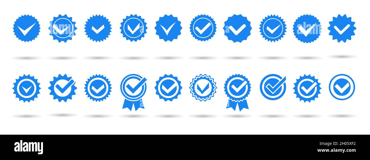 Blue verivication badges Stock Vector