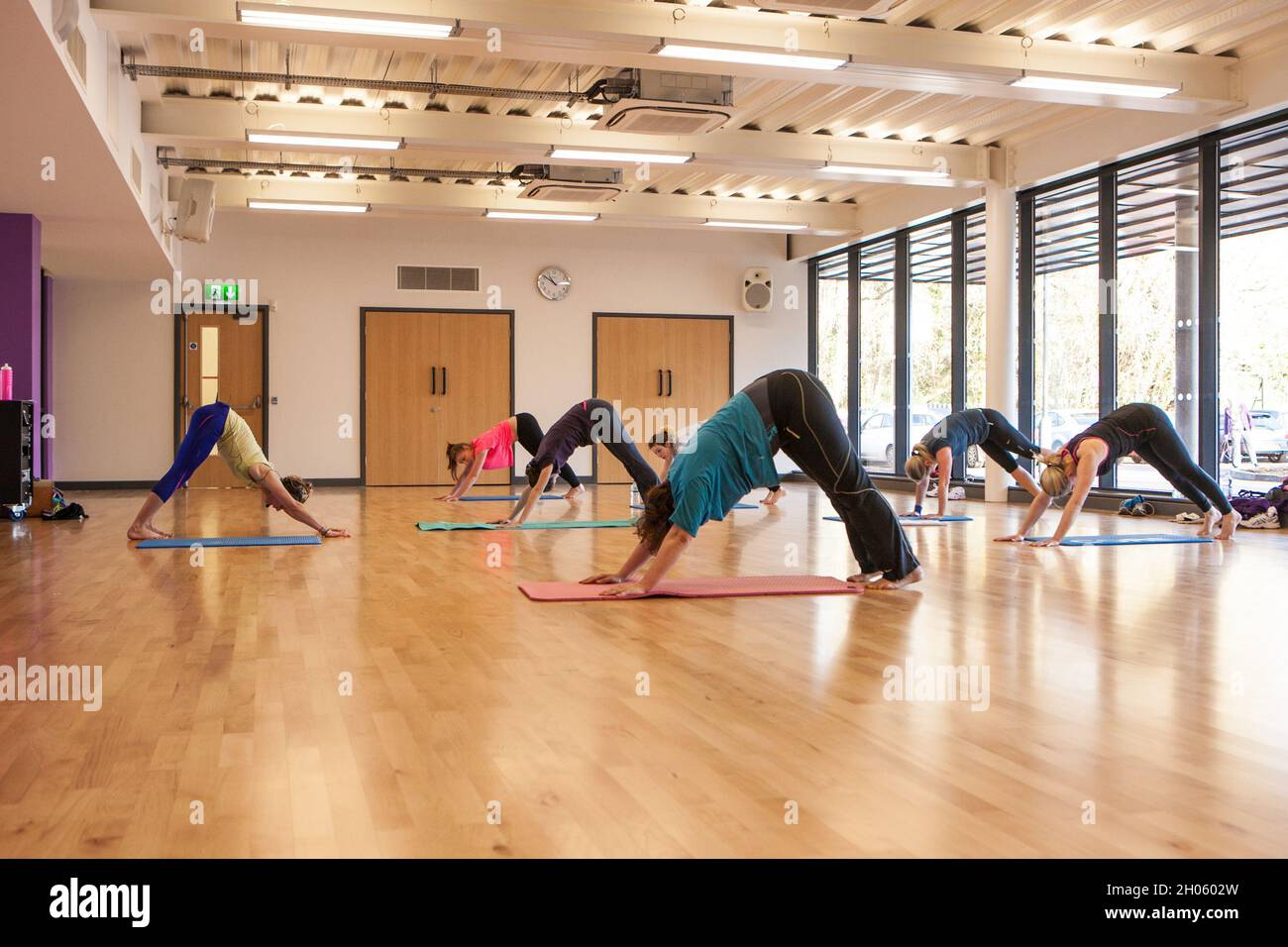 Yoga class in a Leisure Centre Stock Photo