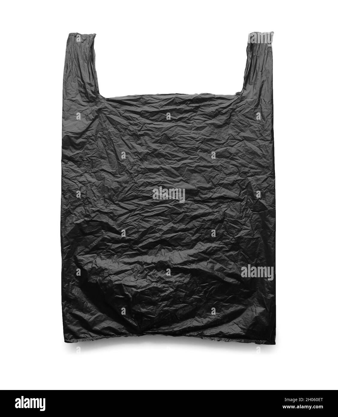 Black disposable plastic bag on white background Stock Photo