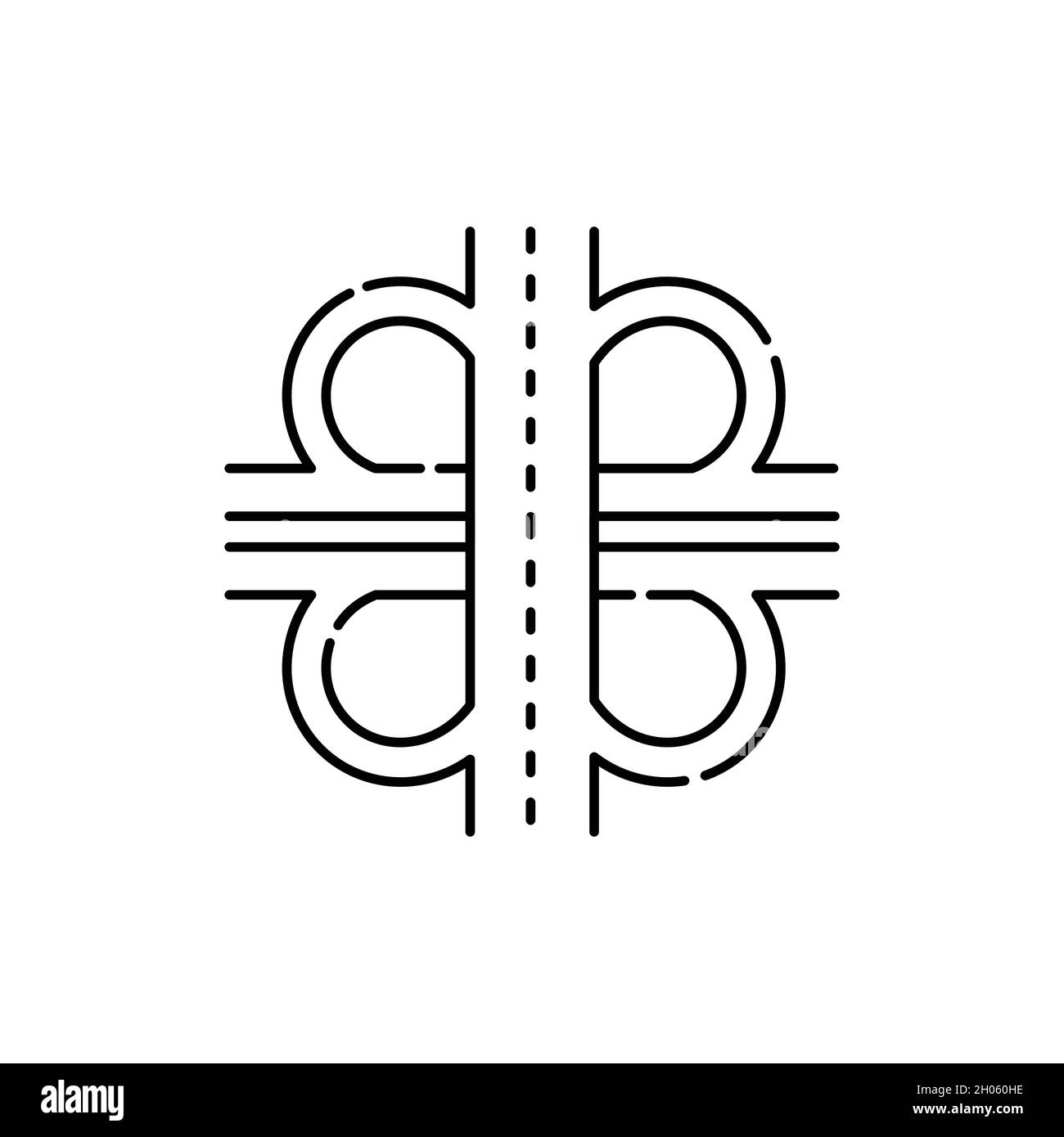 Difficult road junction olor line icon. Road construction. Pictogram for web page, mobile app, promo. UI UX GUI design element. Editable stroke. Stock Vector