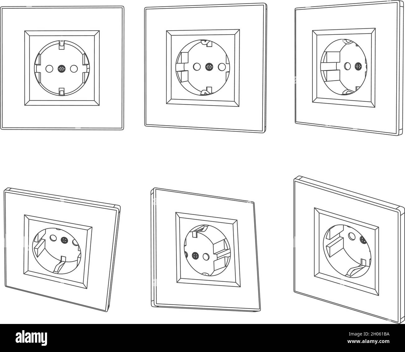 Vector wall socket outline illustration, different views Stock Vector Image & Art Alamy
