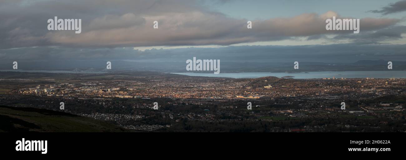 Panorama from the top of the city of Edinburgh. Edinburgh, Scotland, United Kingdom Stock Photo