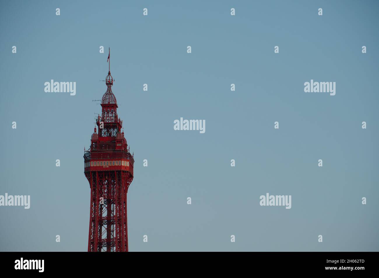 Blackpool Tower against the blue sky. Blackpool, England  Stock Photo