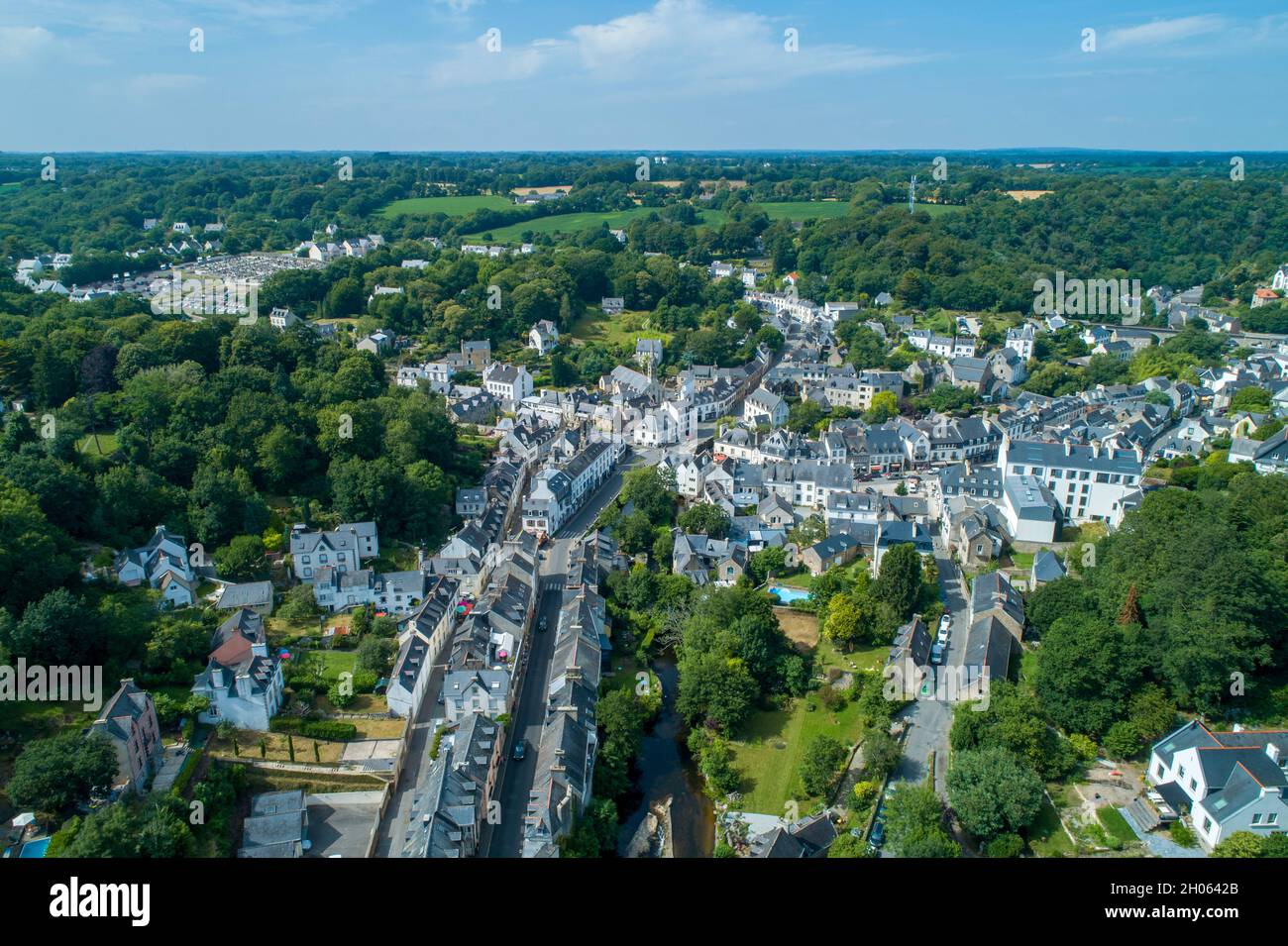 Pont Aven (Brittany, north western France) aerial view of the town