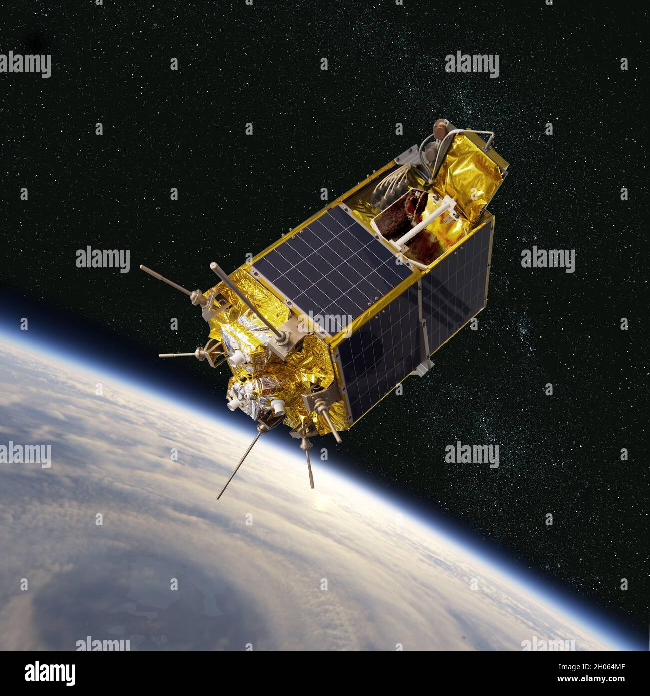 Modern scientific and educational space satellite at the Earth orbit