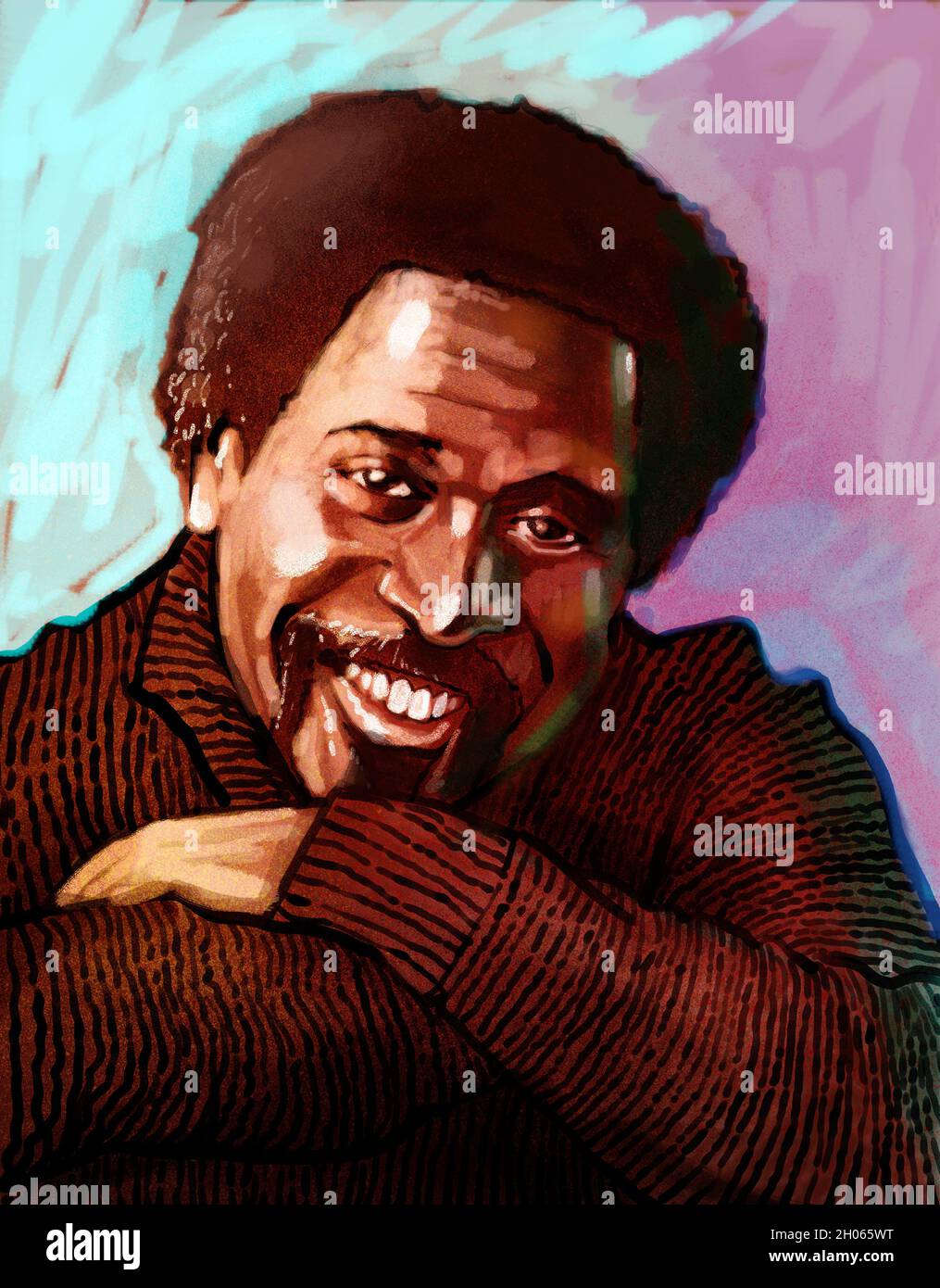Portraits of music composer Charlie Smalls An African-American composer and songwriter best known for writing The Wiz broadway musical jazz music art Stock Photo