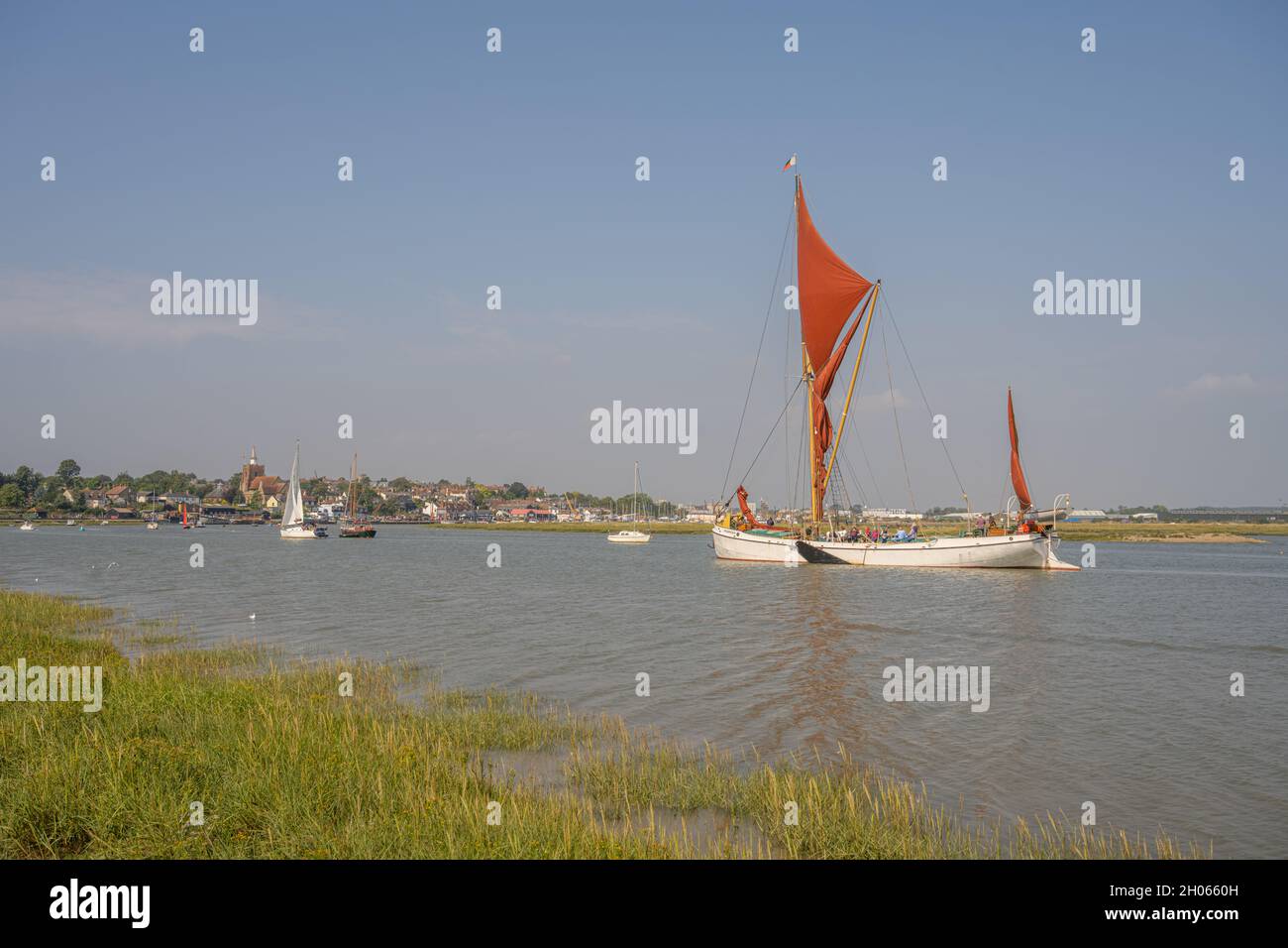 Thames barge Reminder sailing up the river Chelmer at Maldon Essex Stock Photo