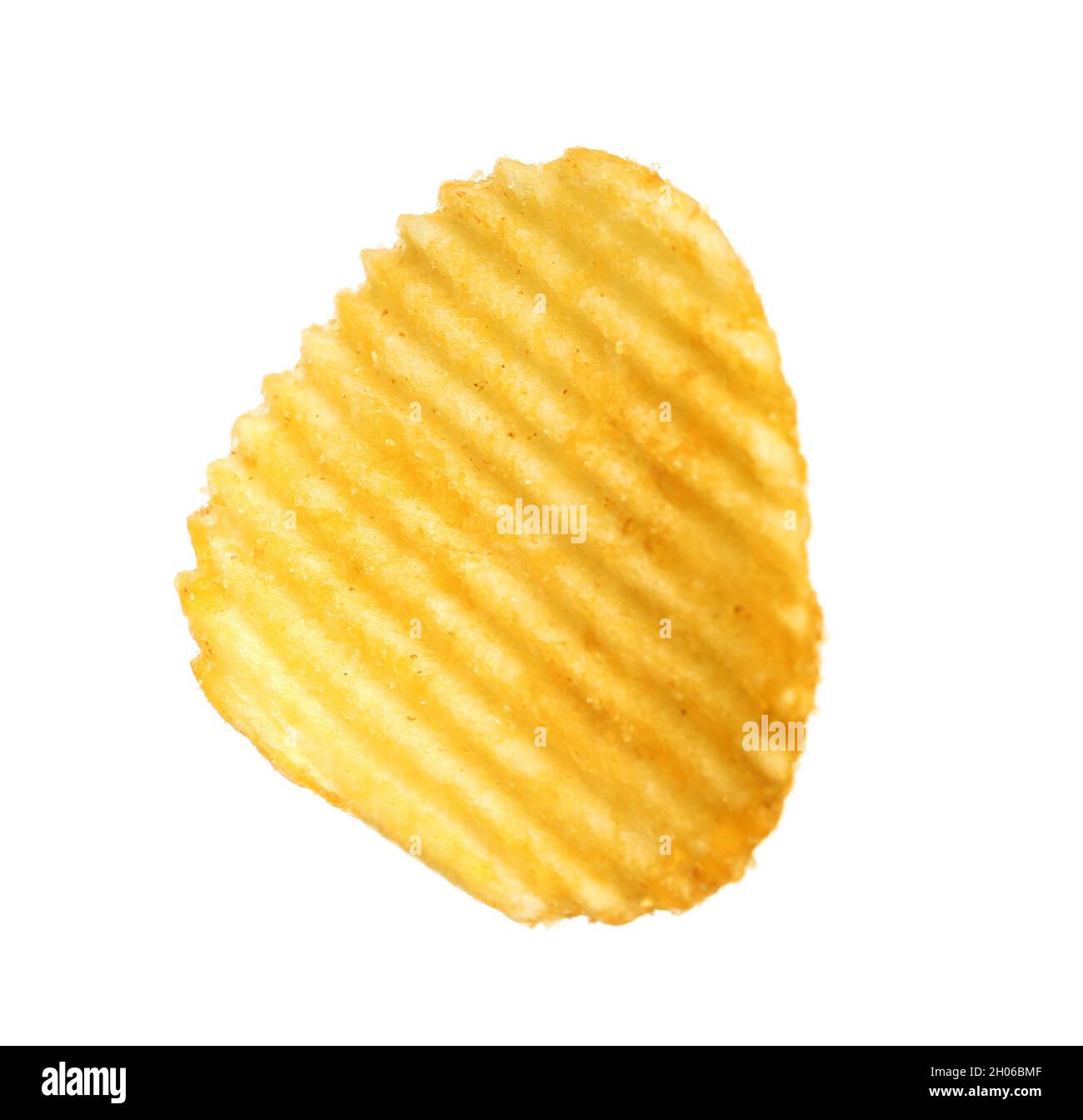 Tasty ridged potato chip on white background Stock Photo Alamy