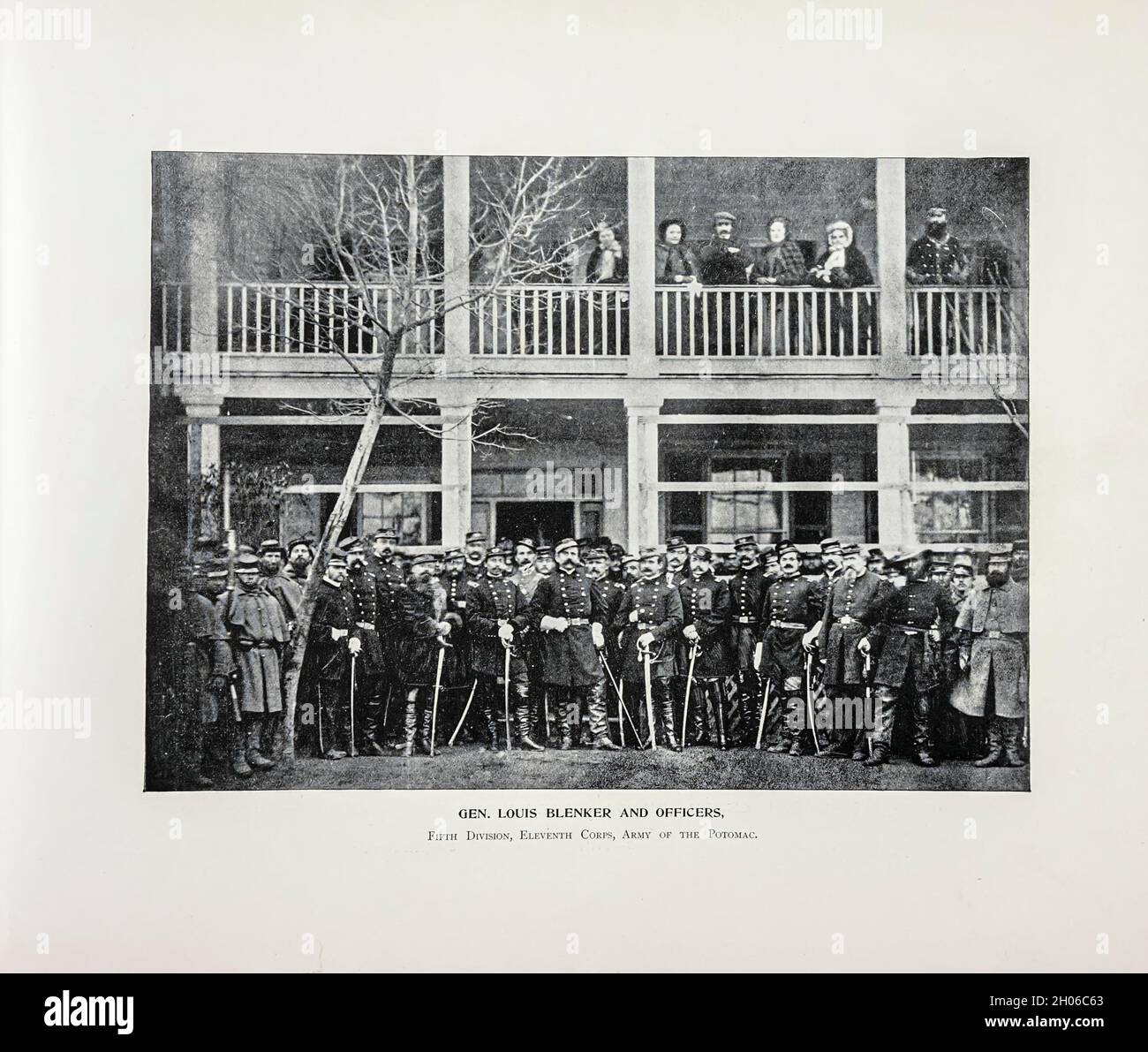 GEN. LOUIS BLENKER AND OFFICERS Fifth Division, Eleventh Corps, Army of the Potomac, from The American Civil War book and Grant album : 'art immortelles' : a portfolio of half-tone reproductions from rare and costly photographs designed to perpetuate the memory of General Ulysses S. Grant, depicting scenes and incidents in connection with the Civil War Published  in Boston and New York by W. H. Allen in 1894 Stock Photo