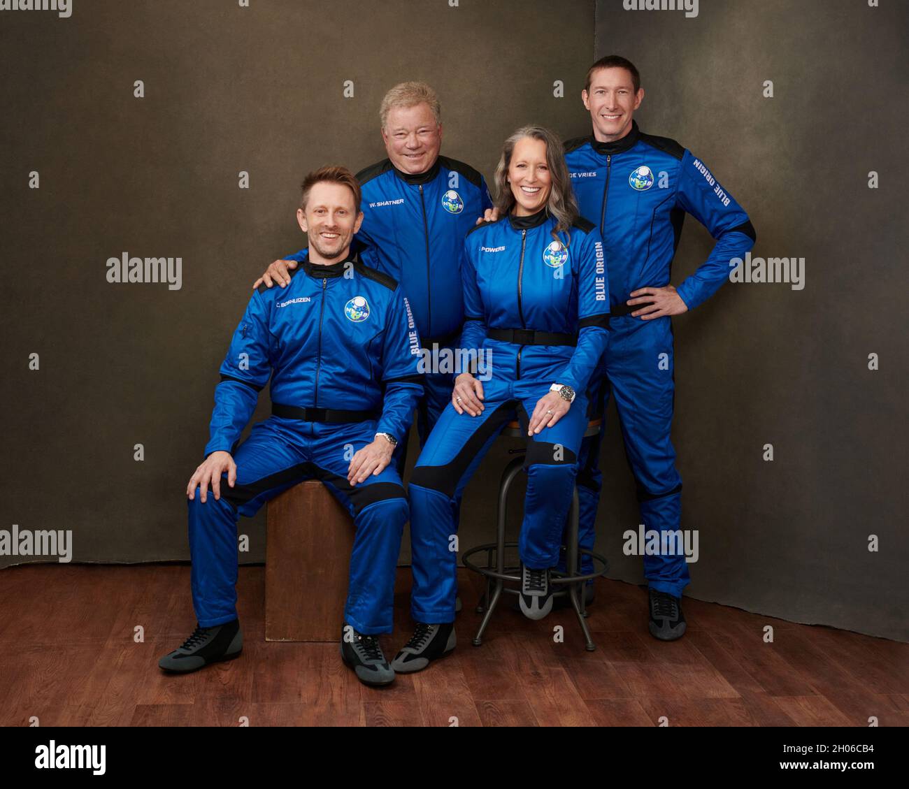 Washington, United States. 11th Oct, 2021. Actor William Shatner will fly onboard New Shepard NS-18 along with Audrey Powers, Blue Origin's Vice President of Mission & Flight Operations, and crewmates Chris Boshuizen and Glen de Vries, which is scheduled to lift off from Launch Site One in Texas on October 13, 2021. Shatner, who originated the role of 'Captain James T. Kirk' in 1966 for the television series Star Trek, has long wanted to travel to space and will become the oldest person to have flown to space. Photo by Blue Origin/UPI Credit: UPI/Alamy Live News Stock Photo