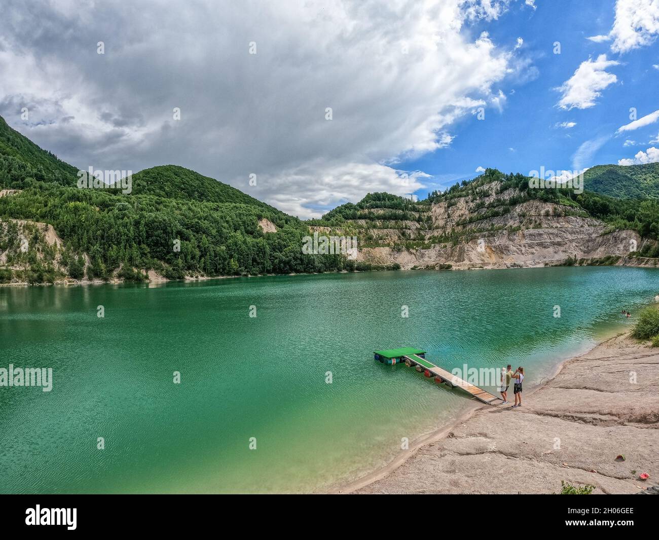 A view of a lake in the village of Sutovo in Slovakia Stock Photo