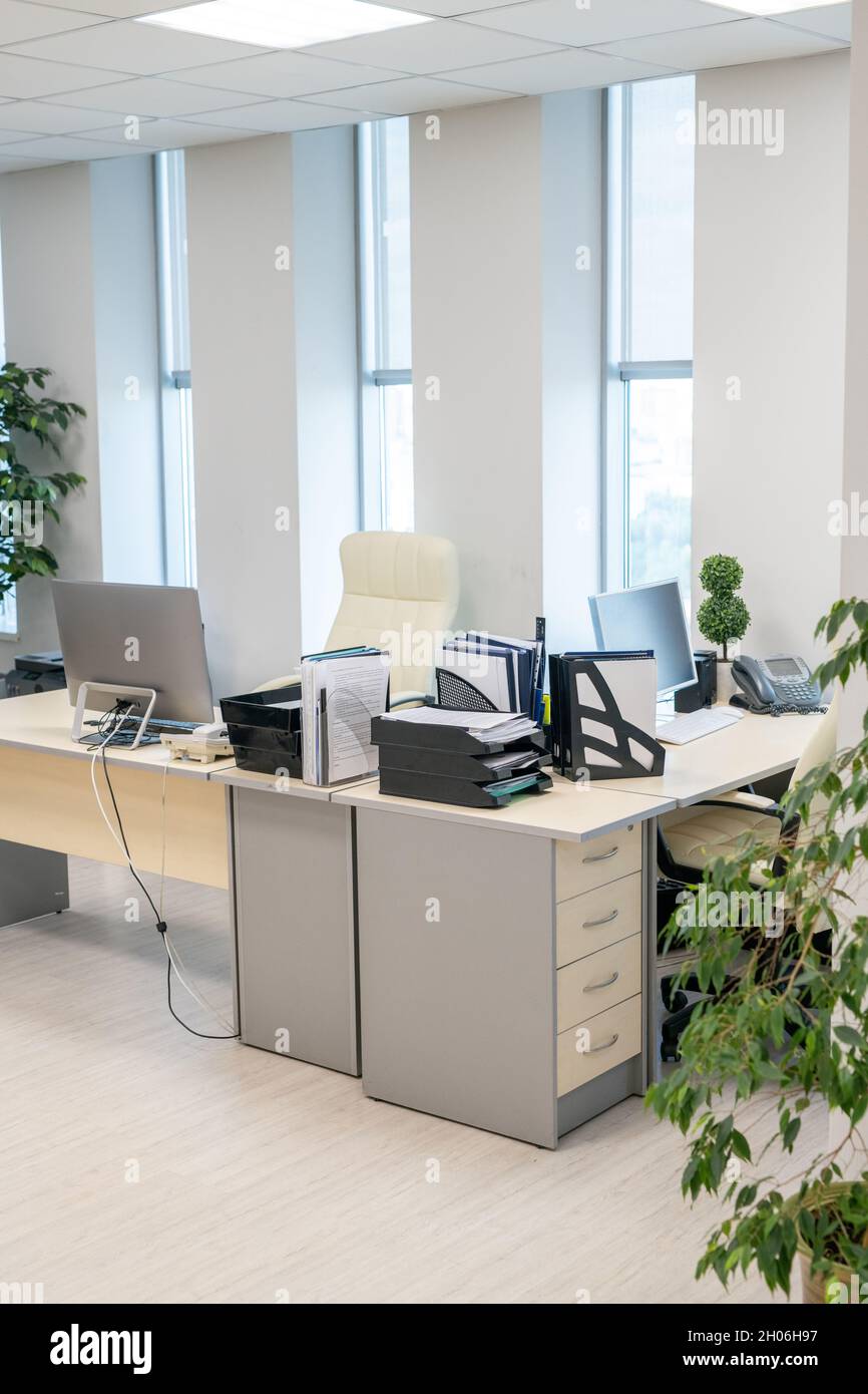 Office Interior With Desk Stock Photo   Alamy