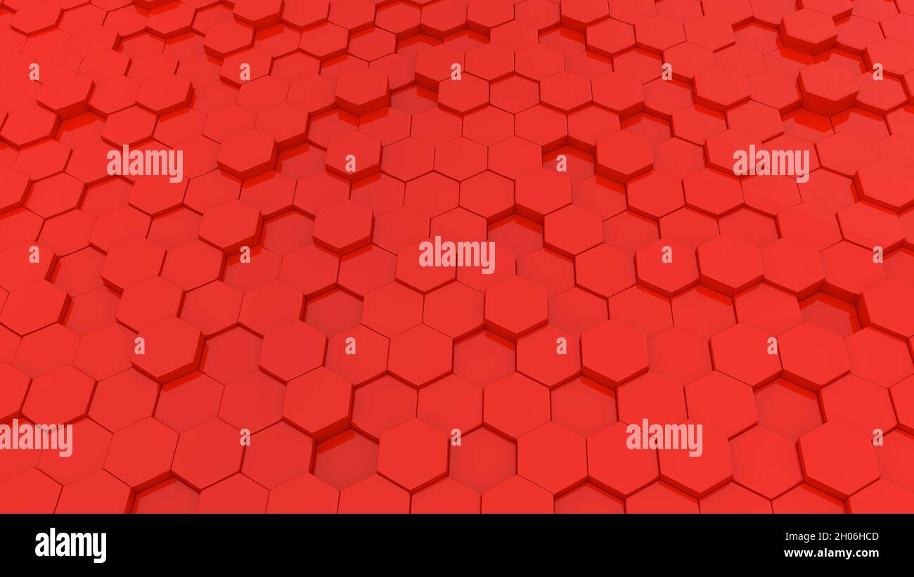 Abstract background with red hexagons. 3d render illustration. Stock Photo