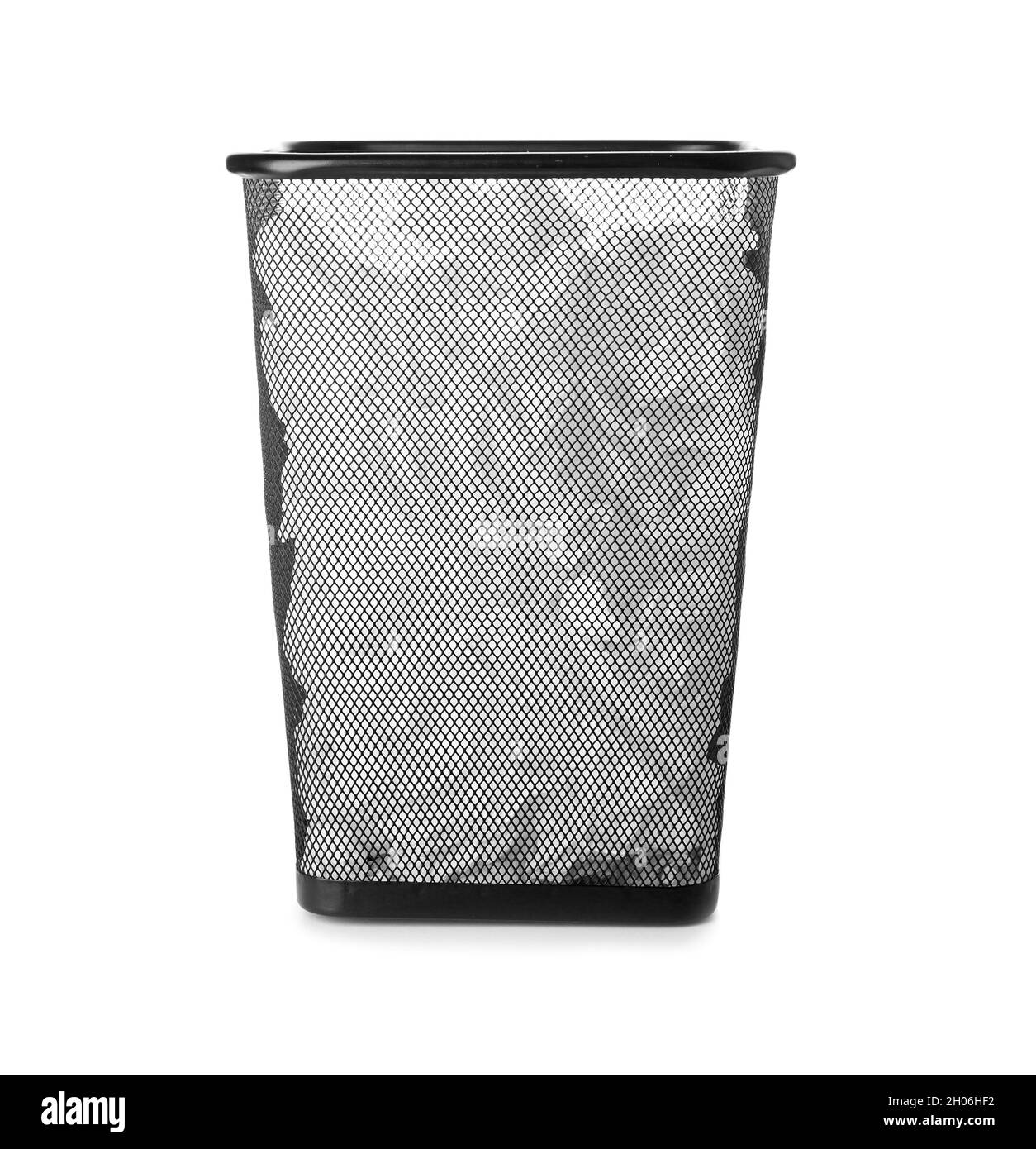 Trash bin with used toilet paper on white background Stock Photo Alamy