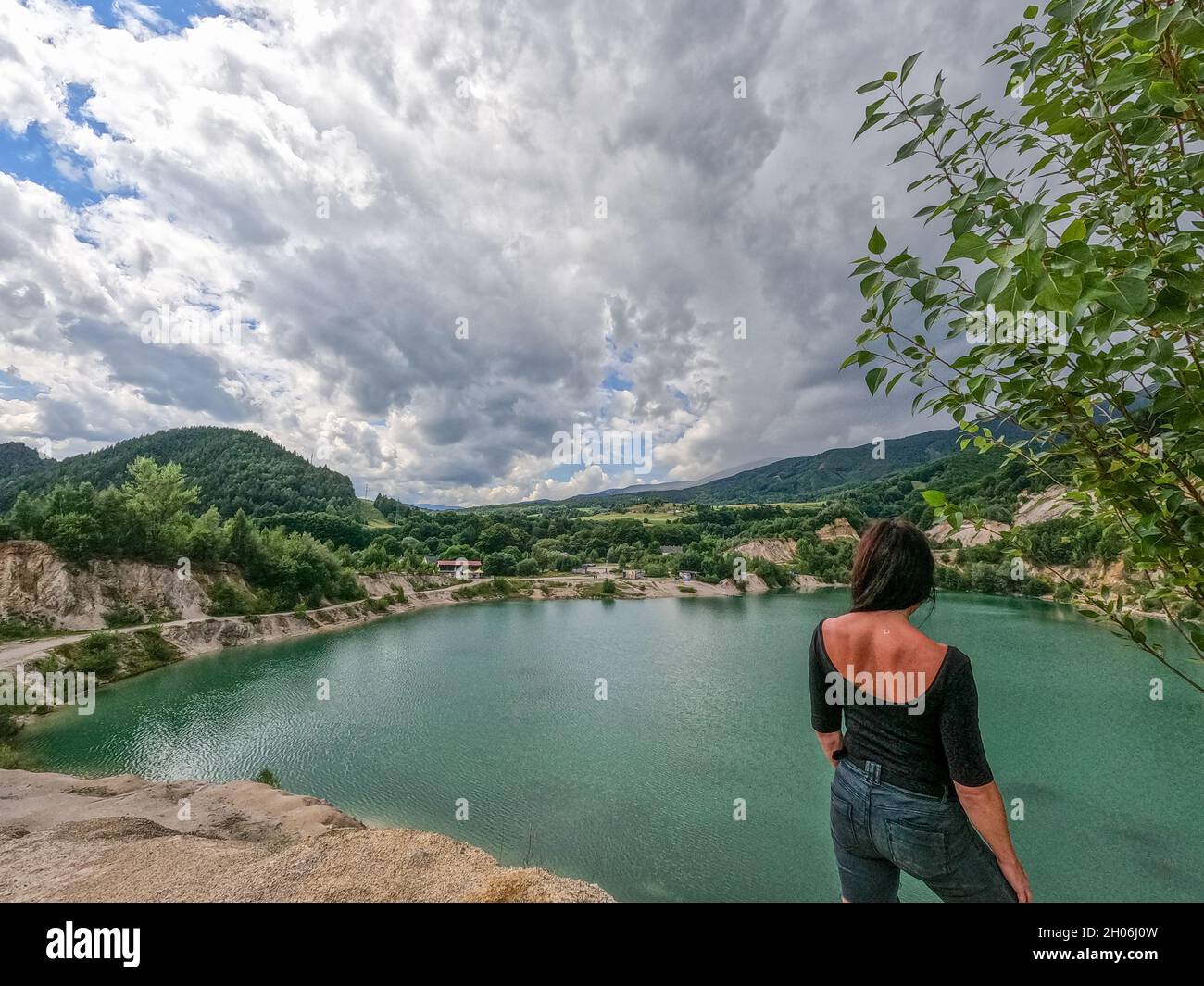 A view of a lake in the village of Sutovo in Slovakia Stock Photo