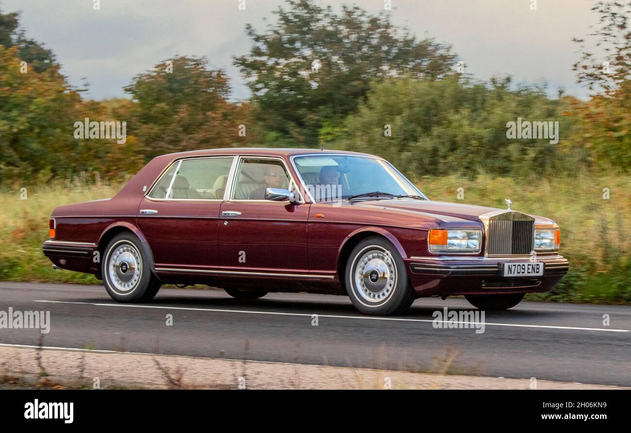 1996 90s nineties Silver Spur III Touring Limousine en-route to Southport Classic and Speed 2021, Victoria Park, Southport, UK Stock Photo