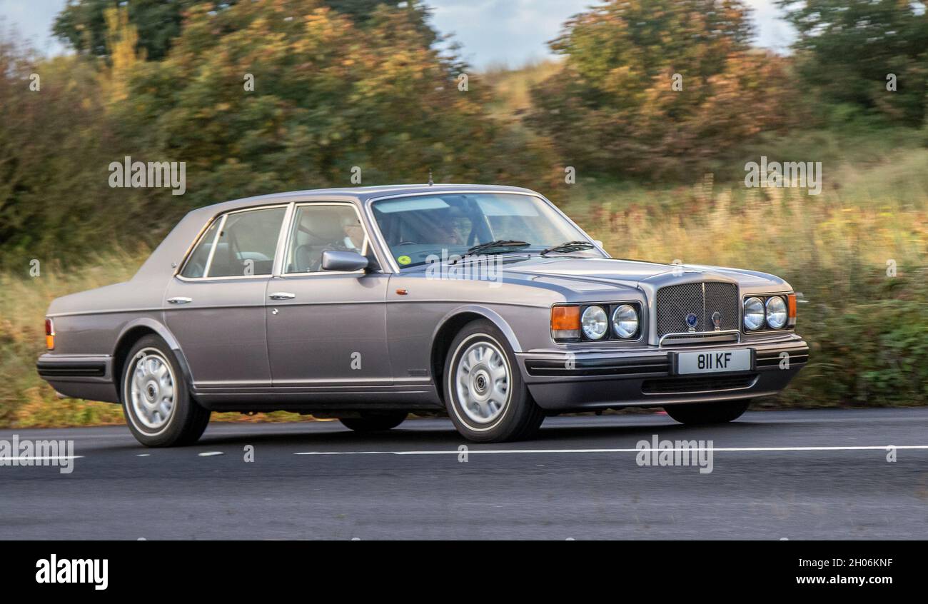 1997 90s nineties silver Bentley Brooklands Auto en-route to Southport Classic and Speed 2021, Victoria Park, Southport, UK Stock Photo