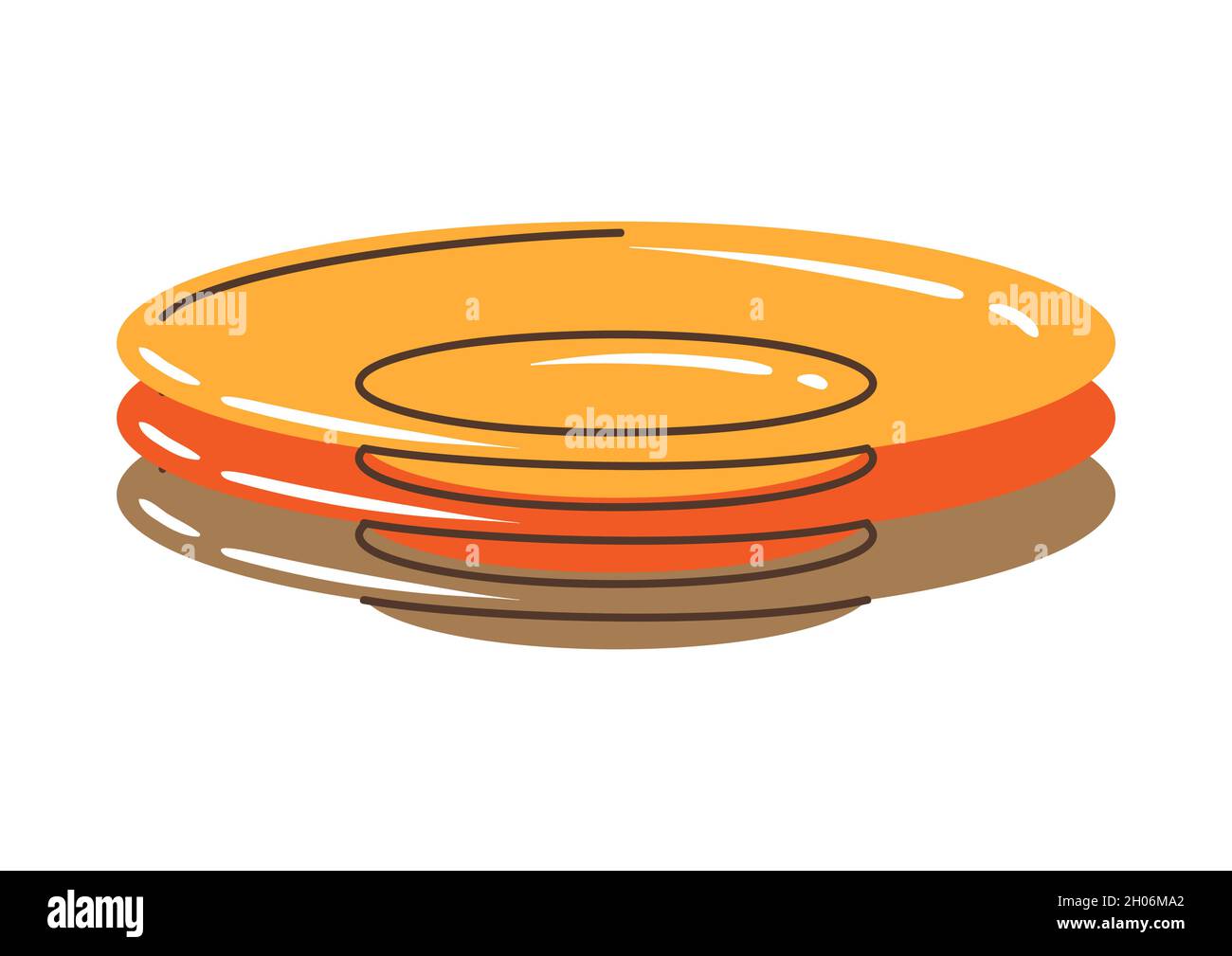 Illustration of plates stack. Stylized kitchen and restaurant utensil