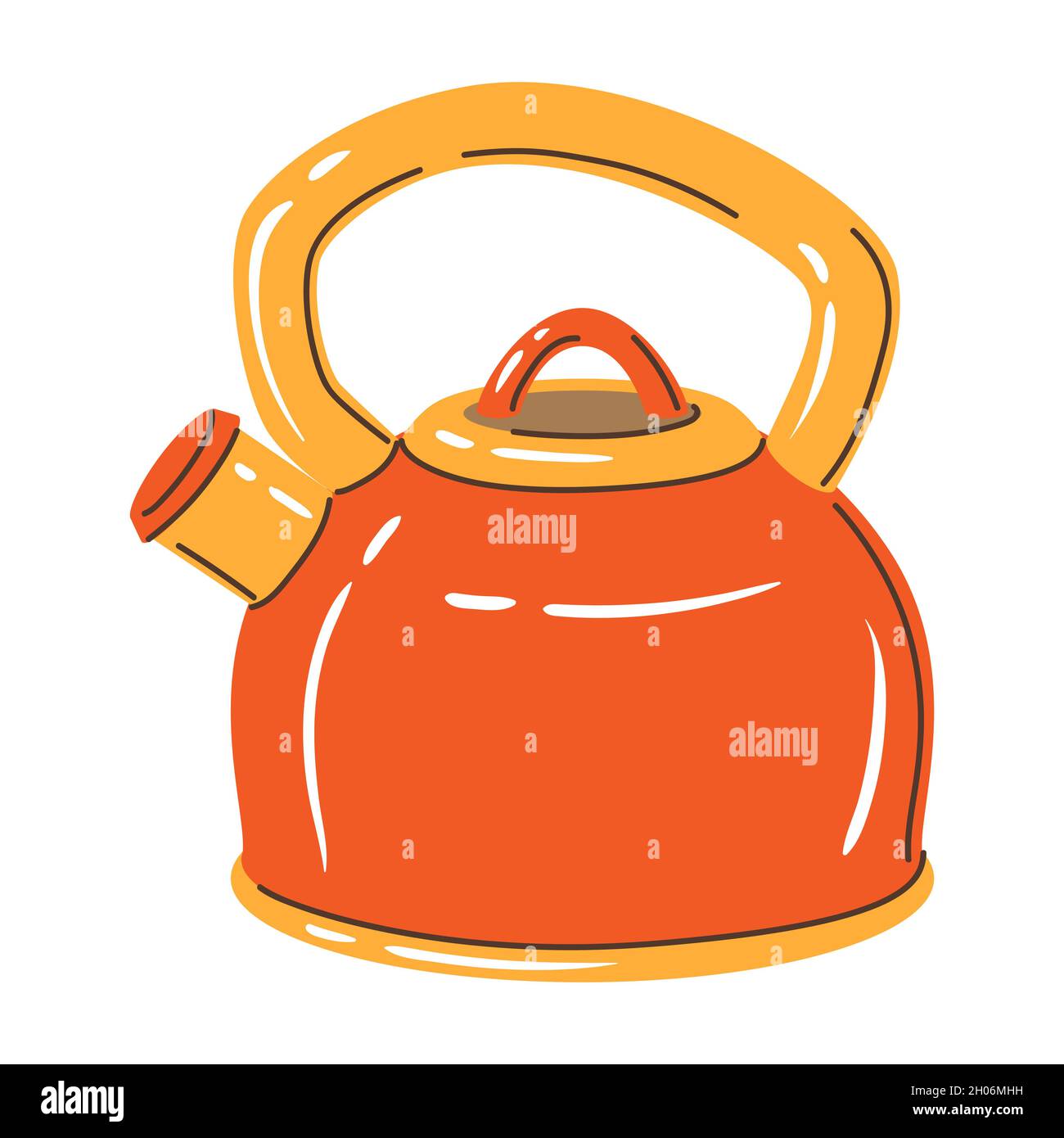 Illustration of kettle. Stylized kitchen and restaurant utensil Stock ...