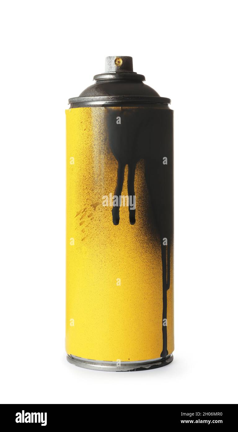 Used can of spray paint on white background Stock Photo Alamy