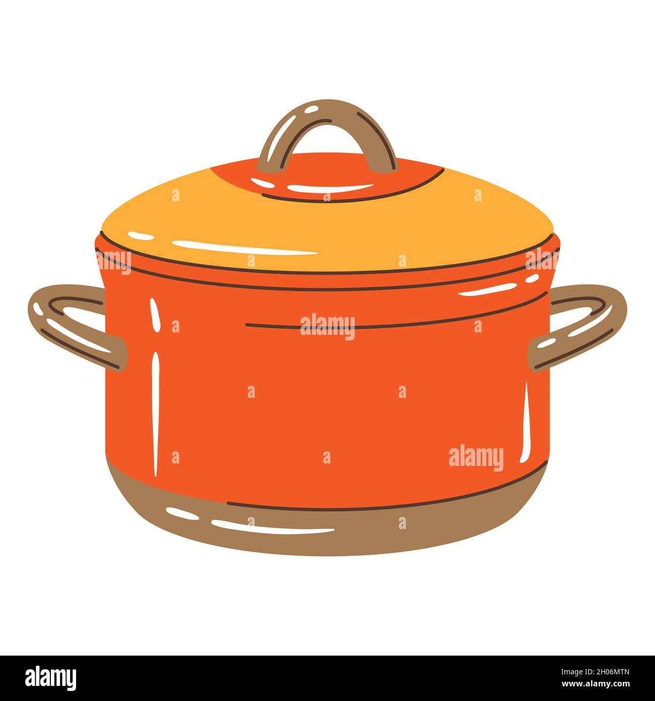 Illustration of cooking pan. Stylized kitchen and restaurant utensil ...