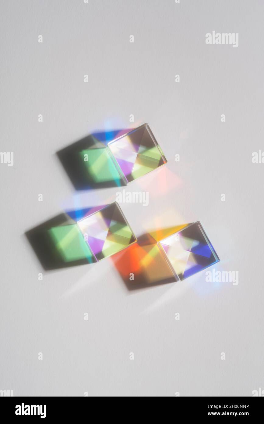 Colorful light prisms reflection.Colorful light prisms Effect Stock
