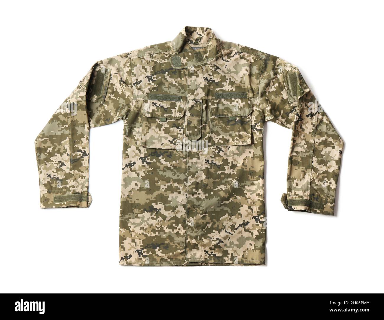 Military clothes on white background Stock Photo - Alamy