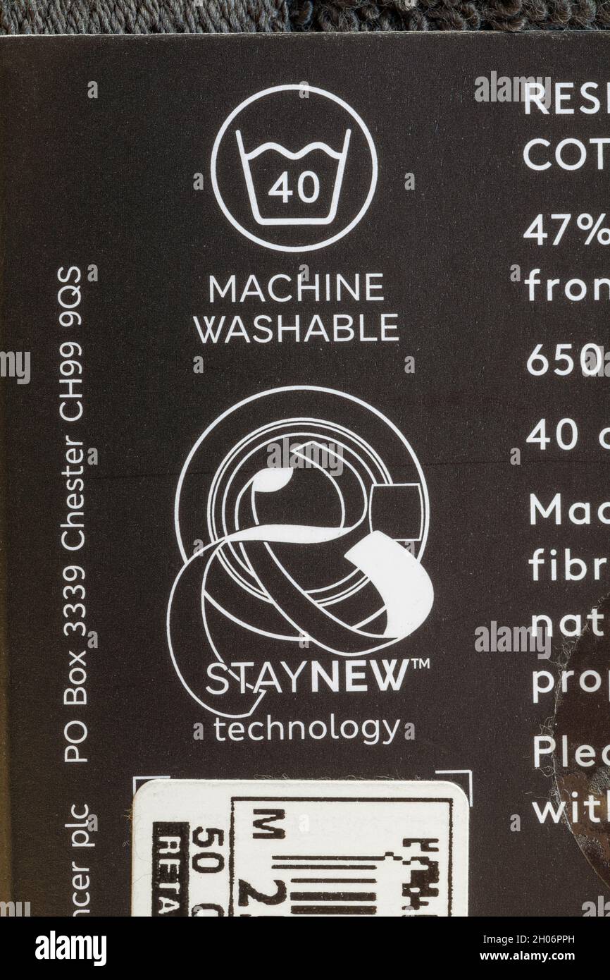 Staynew technology machine washable label on Hotel bamboo viscose with cotton antibacterial guest towel Stock Photo