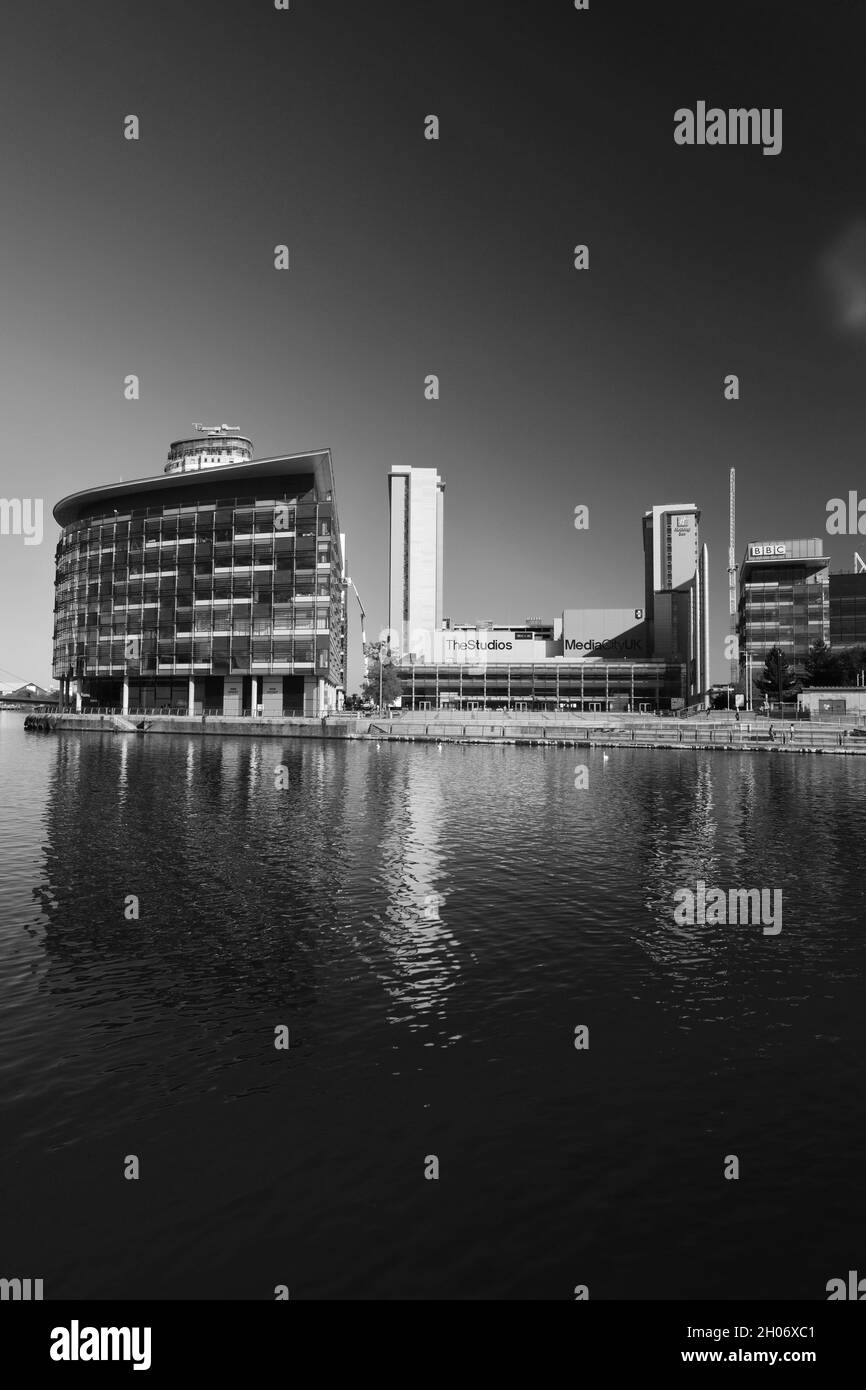 View over the Media City, Salford Quays, Manchester, Lancashire, England, UK Stock Photo