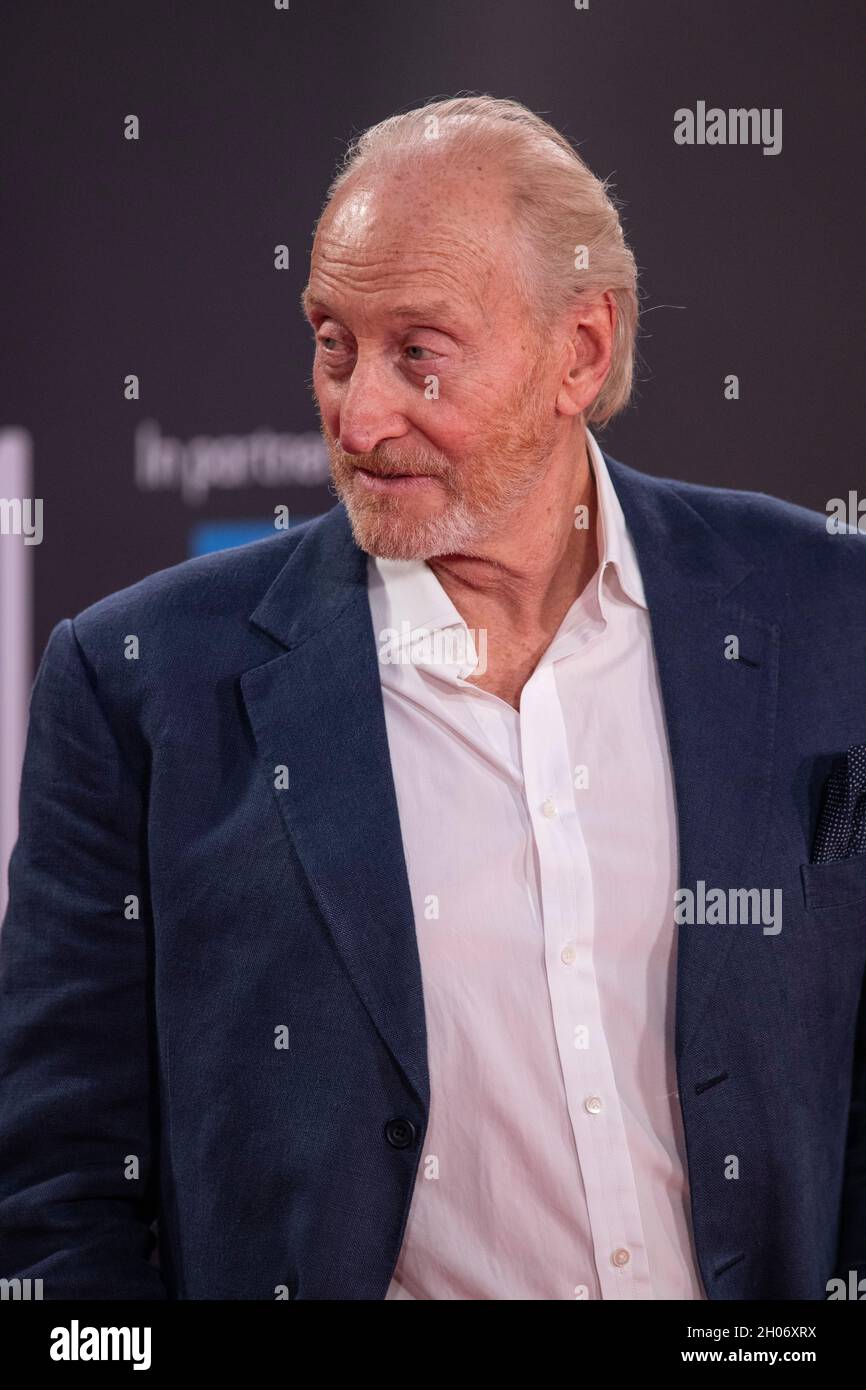 LONDON, ENGLAND - OCTOBER 10: Charles Dance attends the Premiere of 'The Tender Bar' during the 65th BFI London Film Festival at The Royal Festival Ha Stock Photo