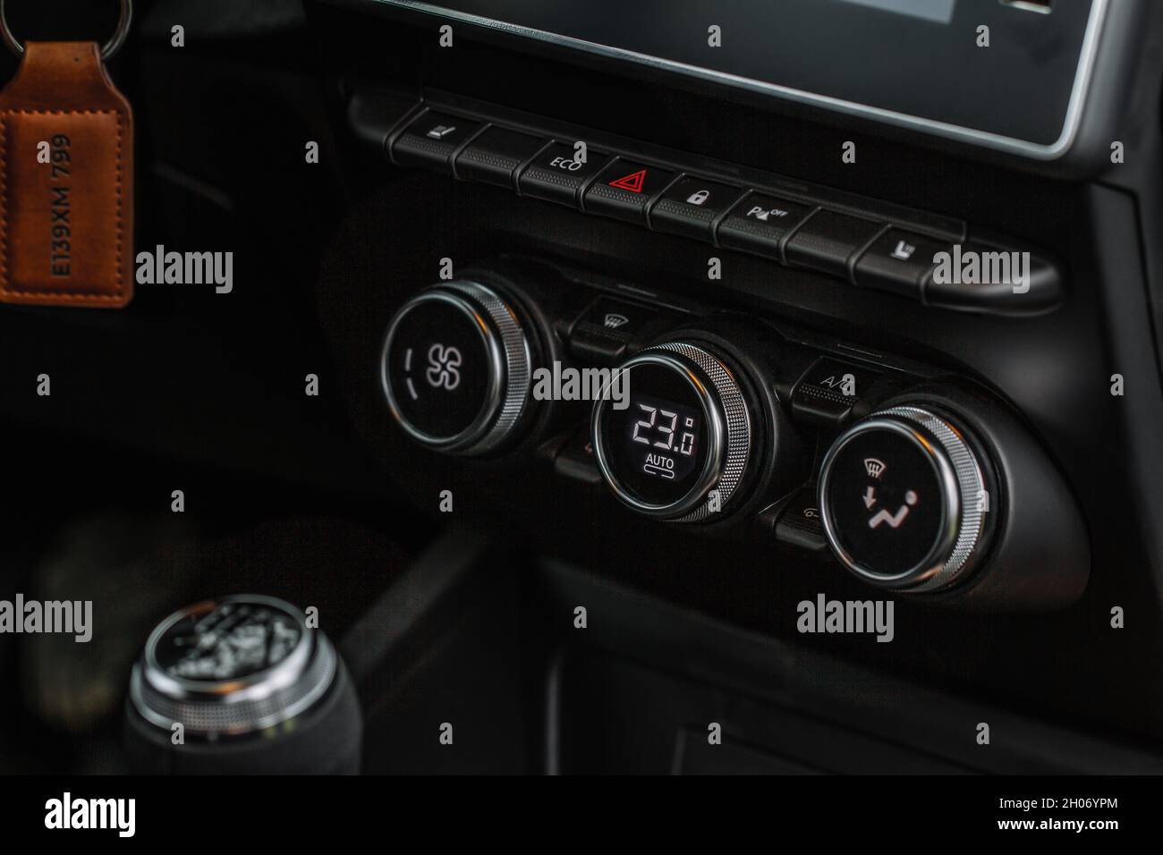 Color car air conditioning buttons close up view inside a car. Car