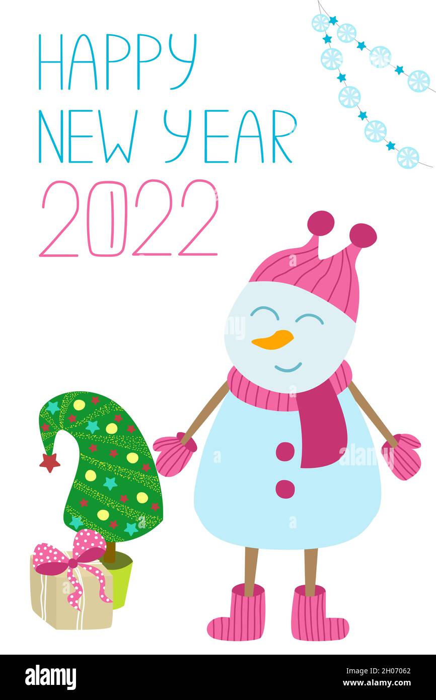 happy new year snowman clipart