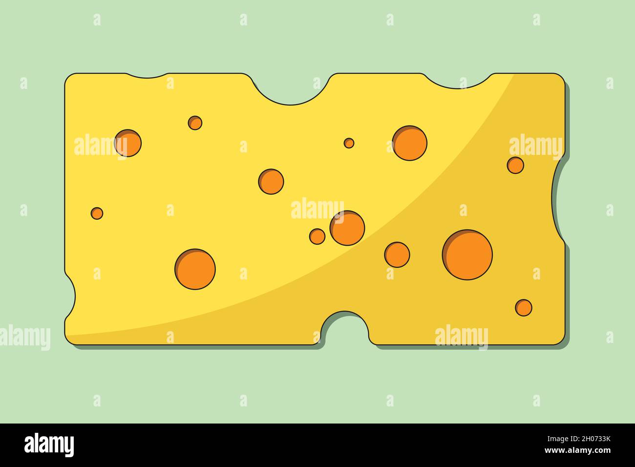 Cheese slice with holes icon - flat design Stock Vector